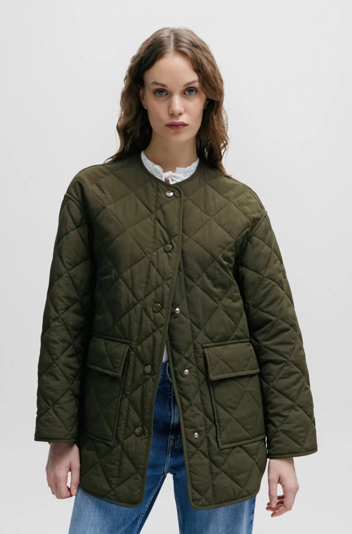 HUGO BOSS Relaxed Fit, Vandafvisende Quiltet Jakke Mørkegrøn Fashion