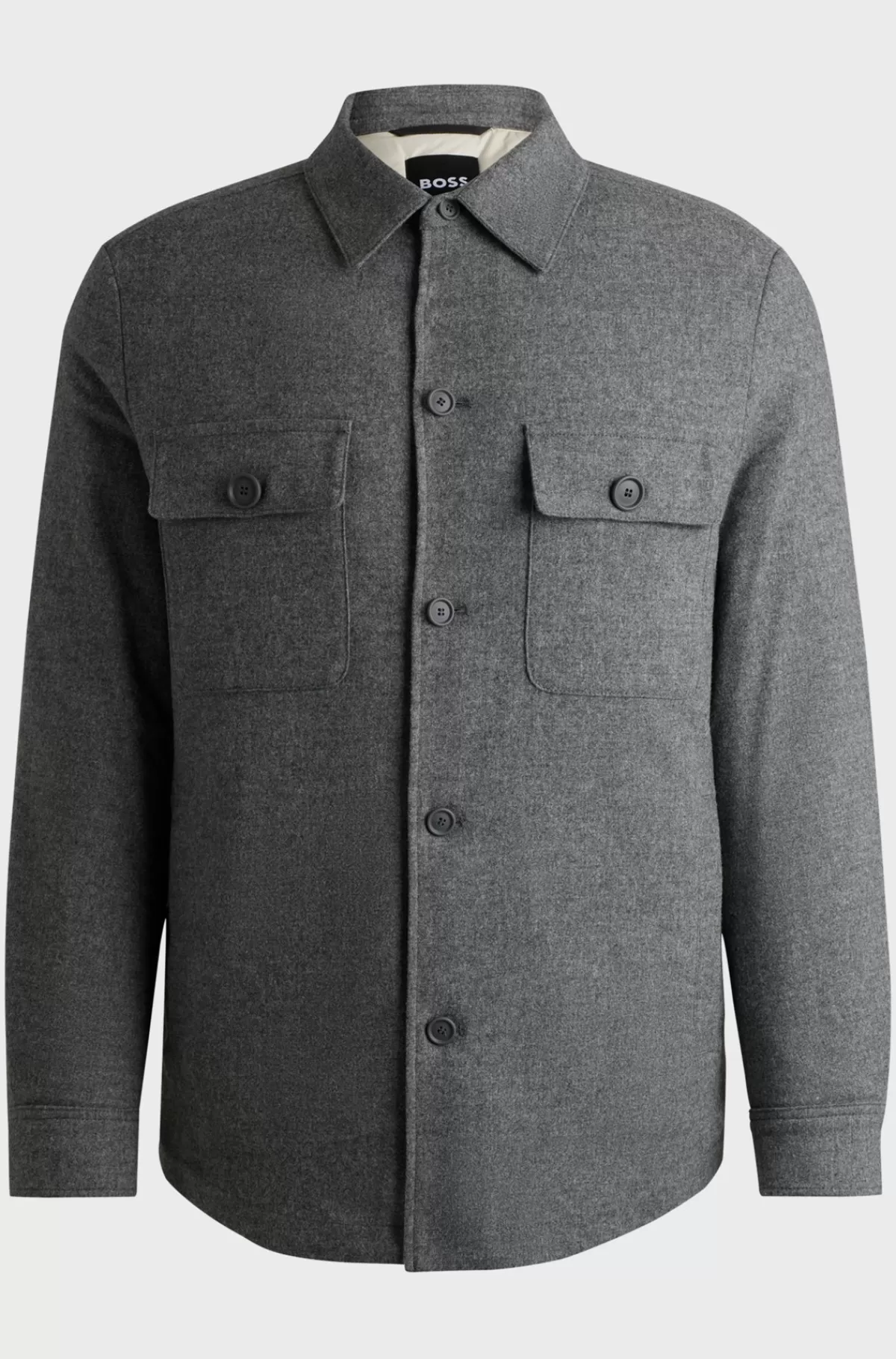 HUGO BOSS Relaxed Fit Yderskjorte I Børstet Flannel Med For Sølv Flash Sale