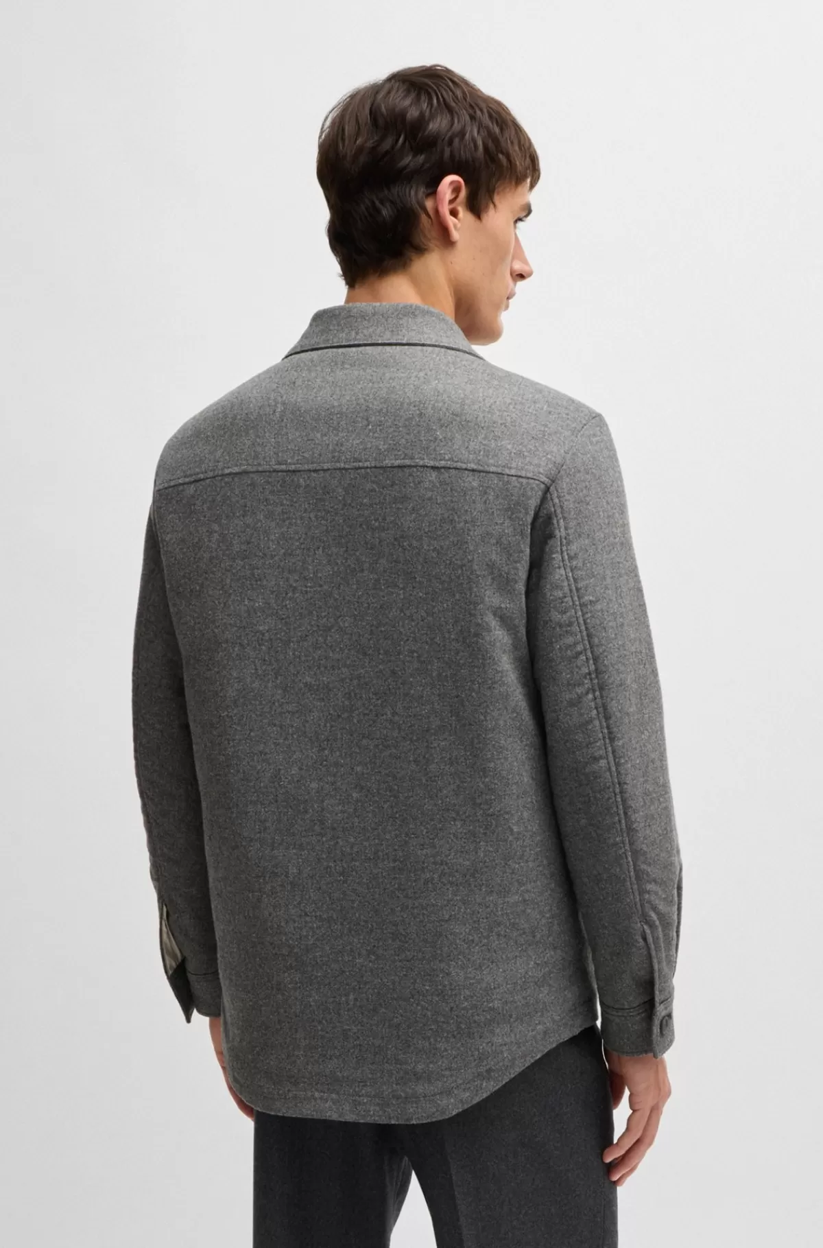 HUGO BOSS Relaxed Fit Yderskjorte I Børstet Flannel Med For Sølv Flash Sale
