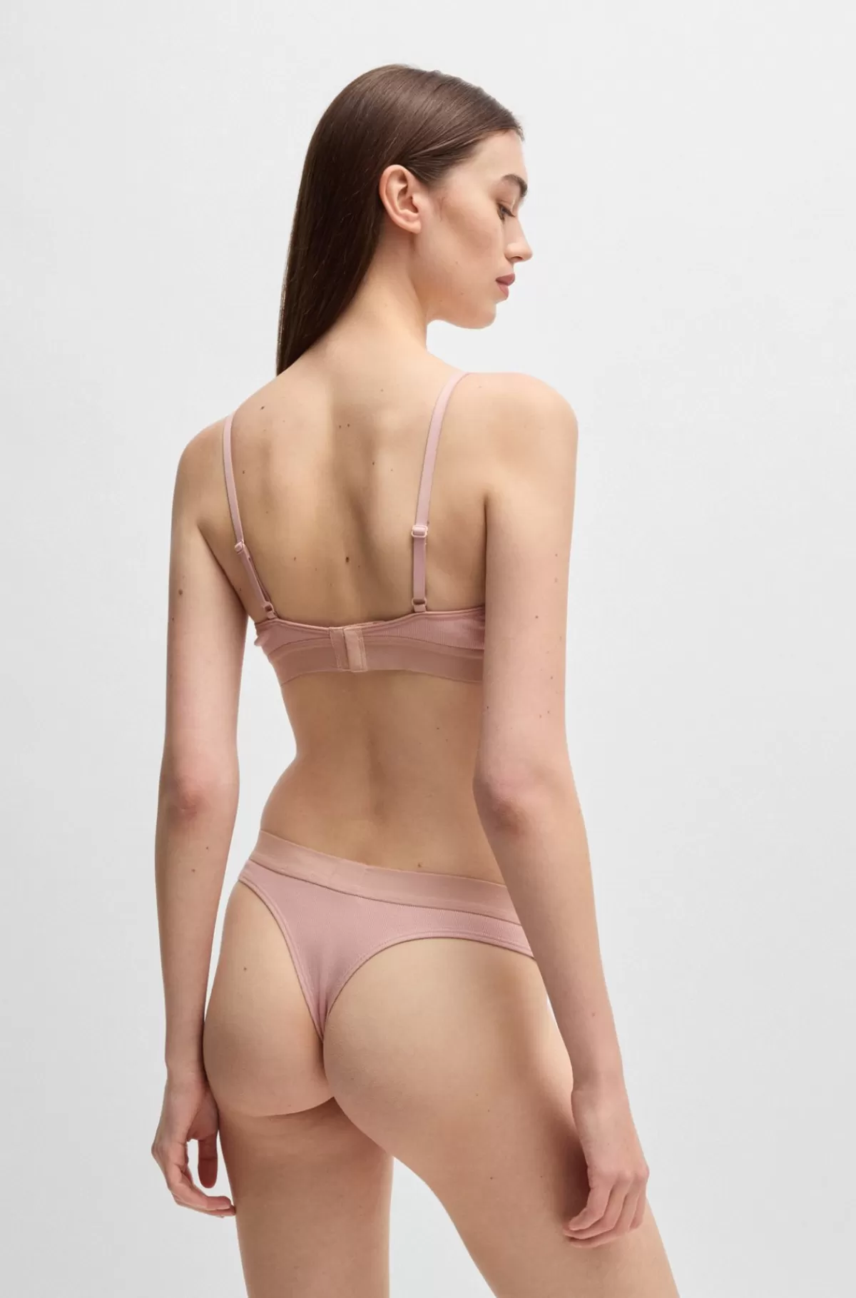 HUGO BOSS Ribbede Underbukser I Modal Med Stræk Og Linning Med Stablet Logo Lys pink Store