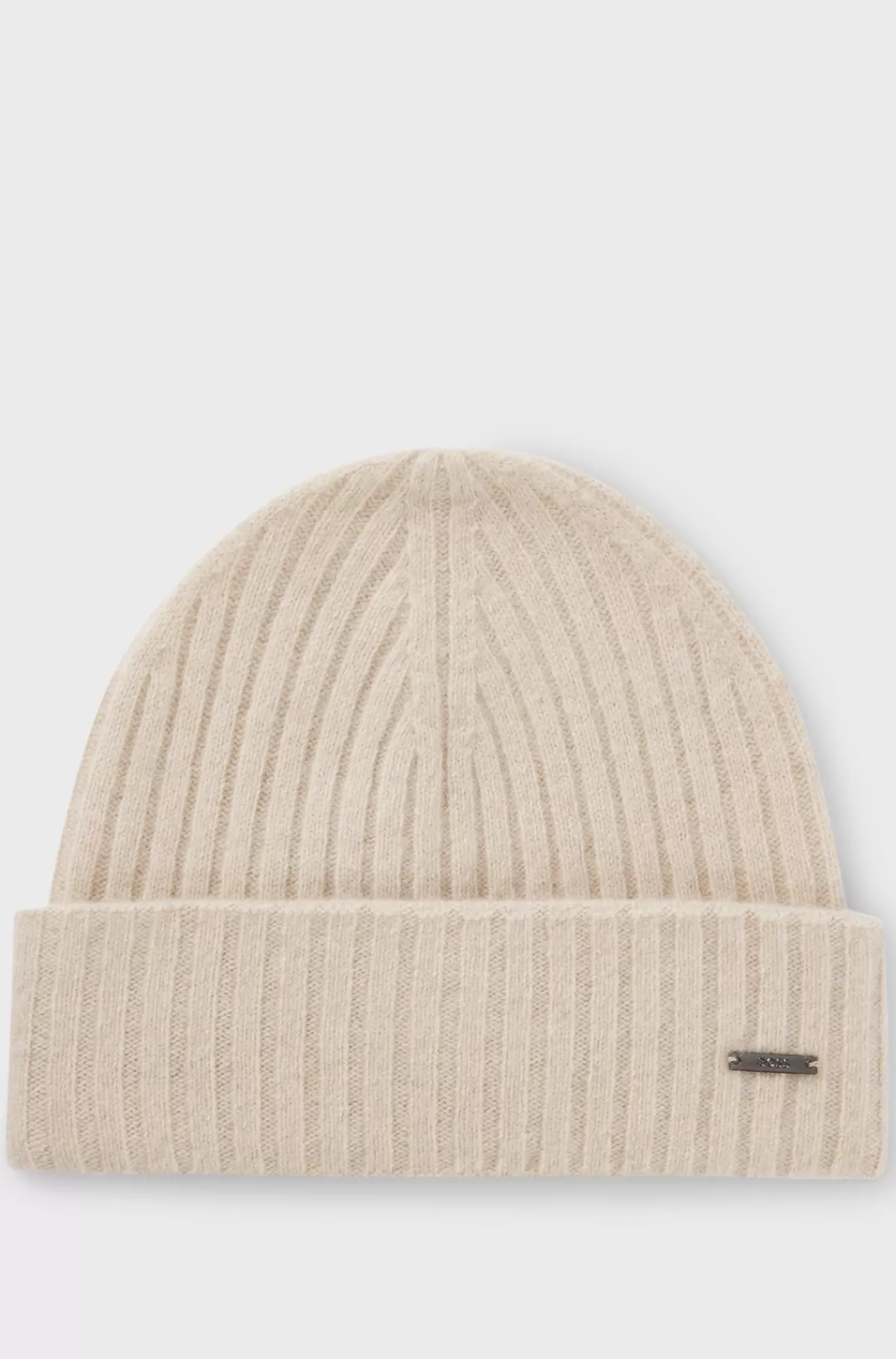HUGO BOSS Ribstrikket Hue I Kashmir Og Uld Hvid Cheap