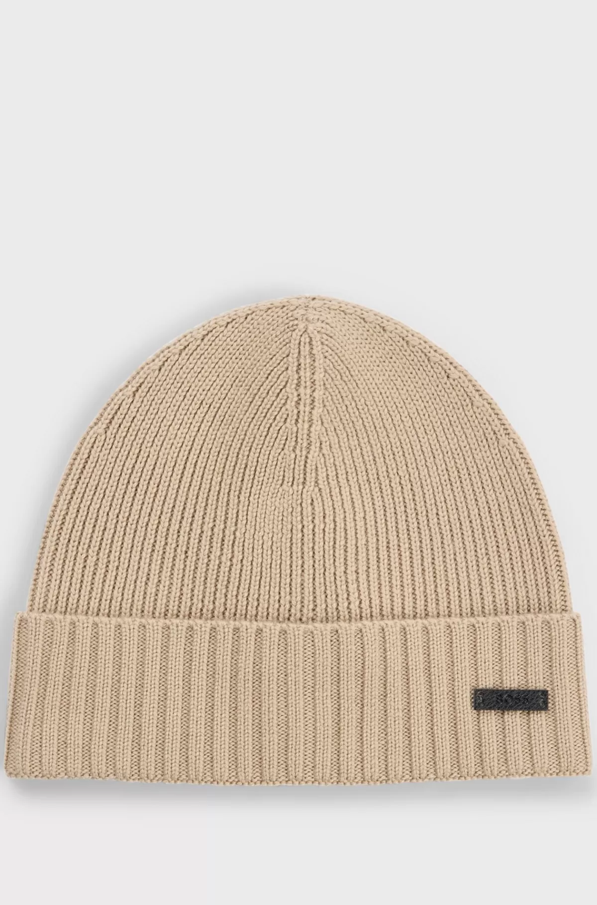 HUGO BOSS Ribstrikket Hue I Ny Uld Lys beige Clearance