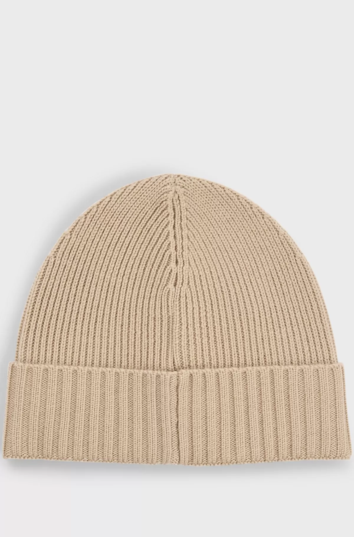 HUGO BOSS Ribstrikket Hue I Ny Uld Lys beige Clearance