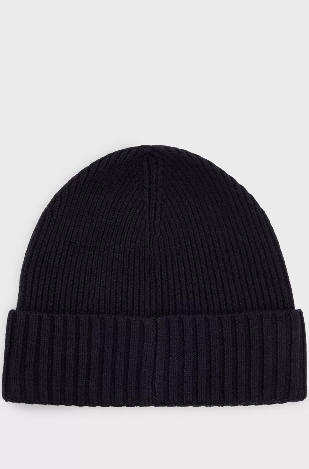HUGO BOSS Ribstrikket Hue I Ny Uld Mørkeblå Flash Sale