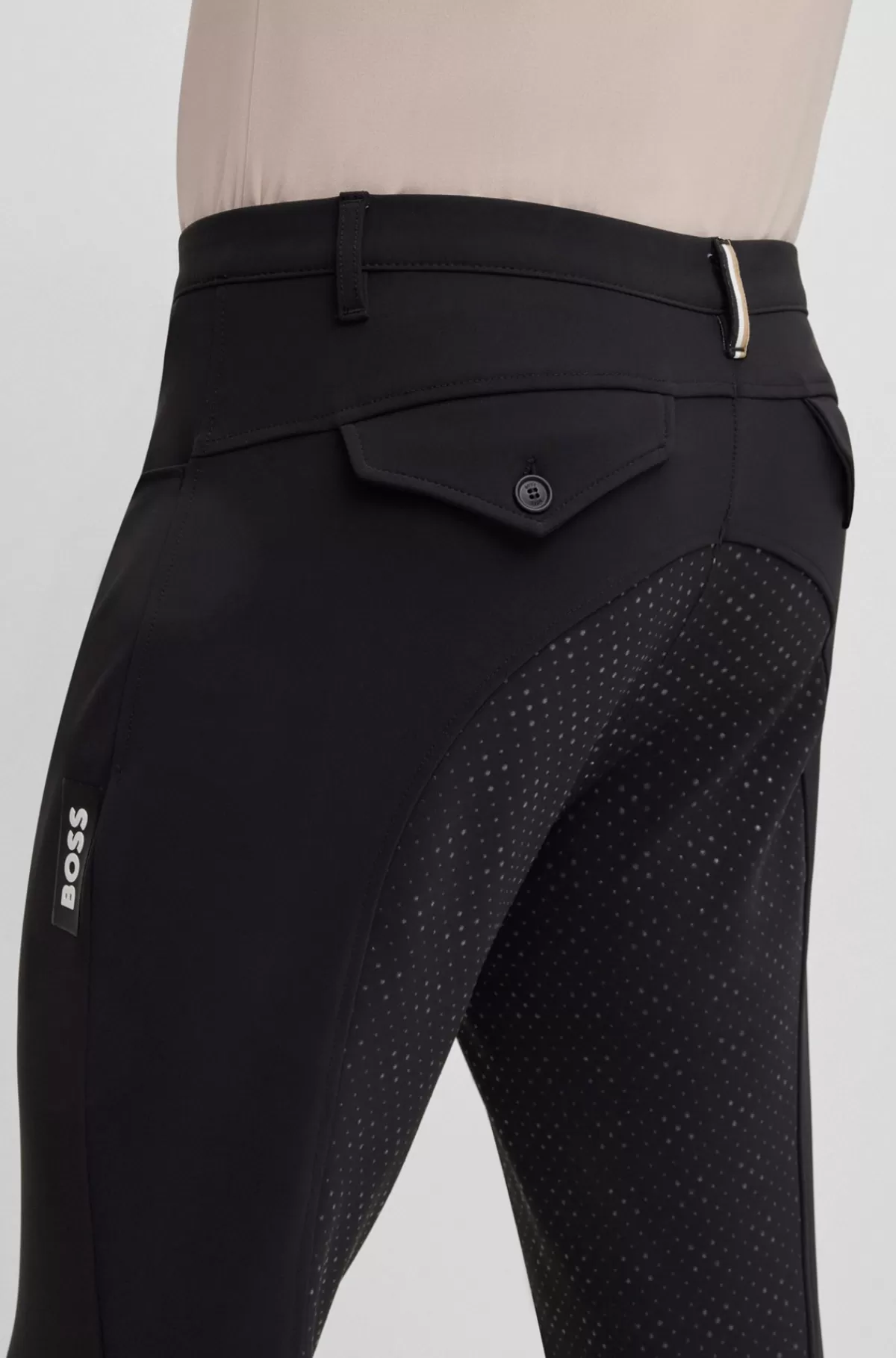 HUGO BOSS Ridebukser Med Fuldgrip Til Hestesport I Materiale Med Ekstra Stræk Sort New