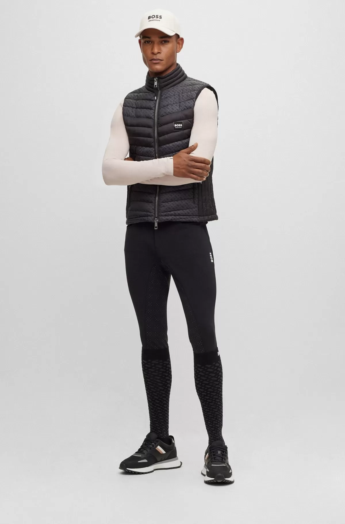 HUGO BOSS Ridebukser Med Fuldgrip Til Hestesport I Materiale Med Ekstra Stræk Sort New
