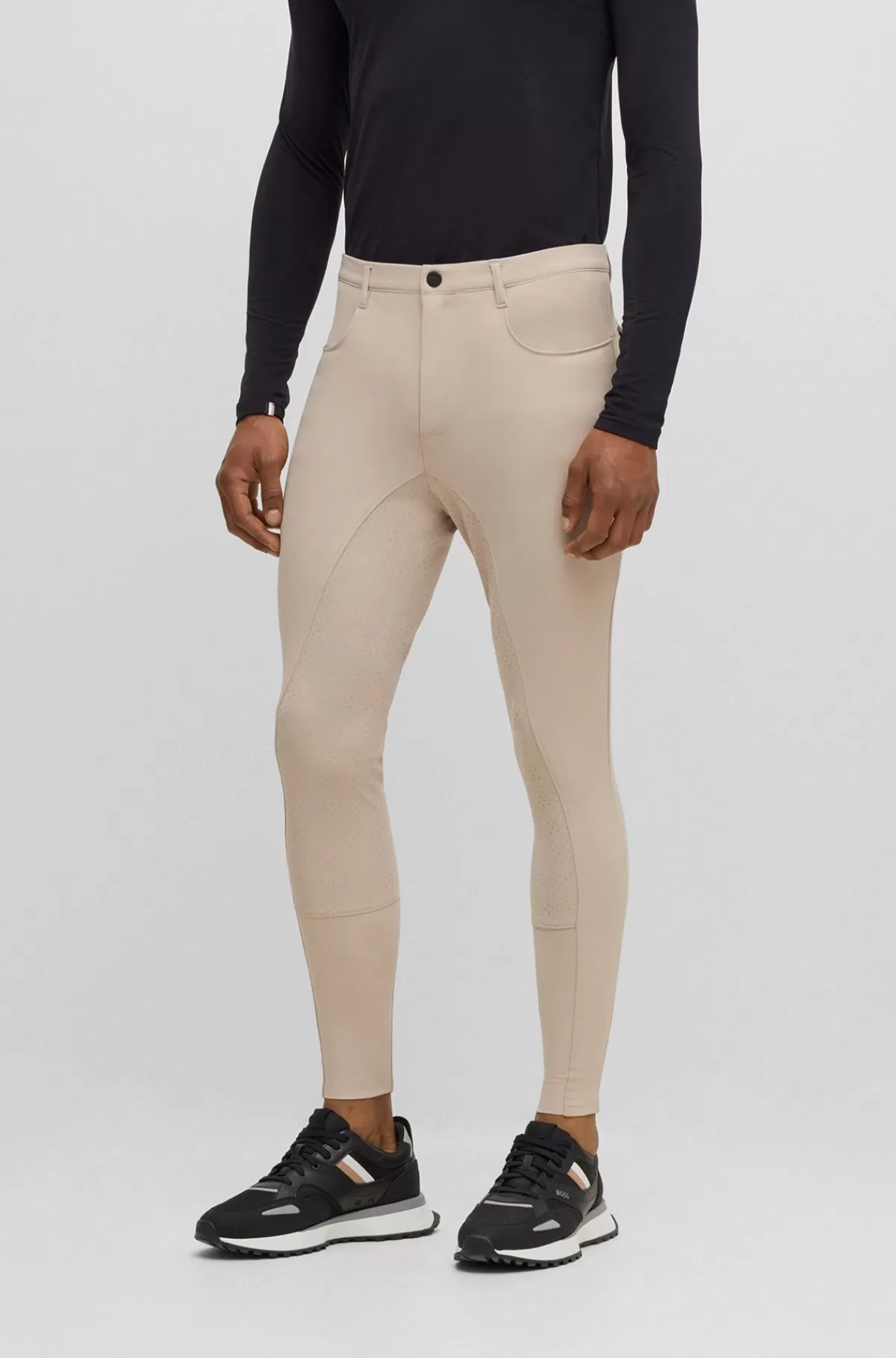 HUGO BOSS Ridebukser Med Fuldgrip Til Hestesport I Materiale Med Ekstra Stræk Beige Clearance