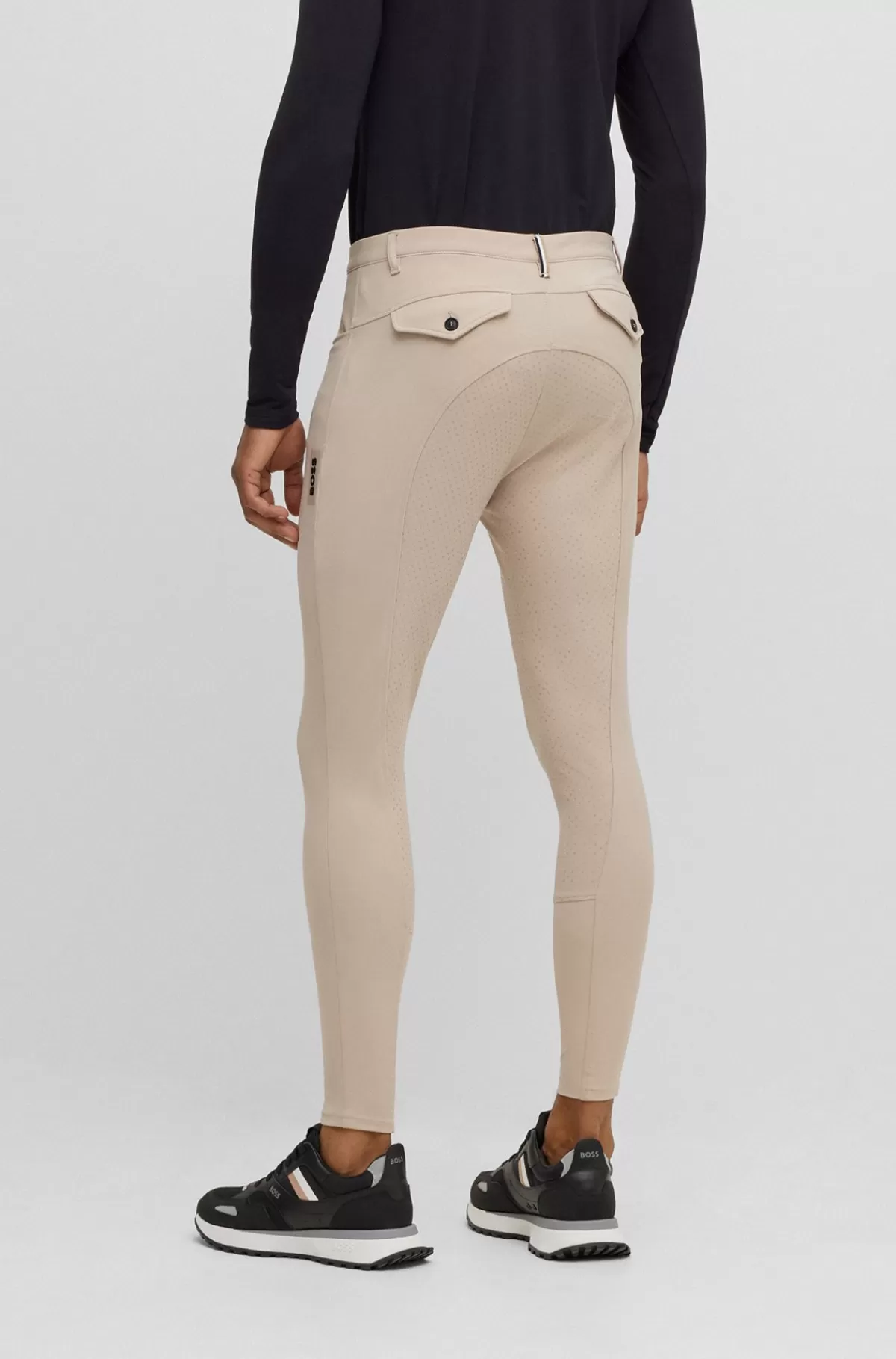 HUGO BOSS Ridebukser Med Fuldgrip Til Hestesport I Materiale Med Ekstra Stræk Beige Clearance