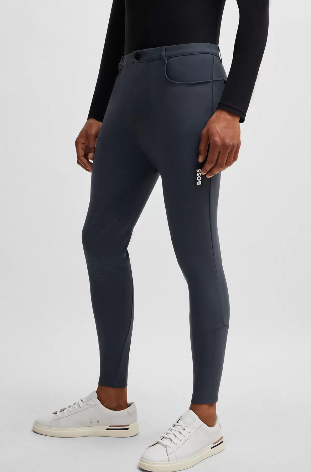 HUGO BOSS Ridebukser Med Knægrip Til Hestesport I Materiale Med Ekstra Stræk Grå New