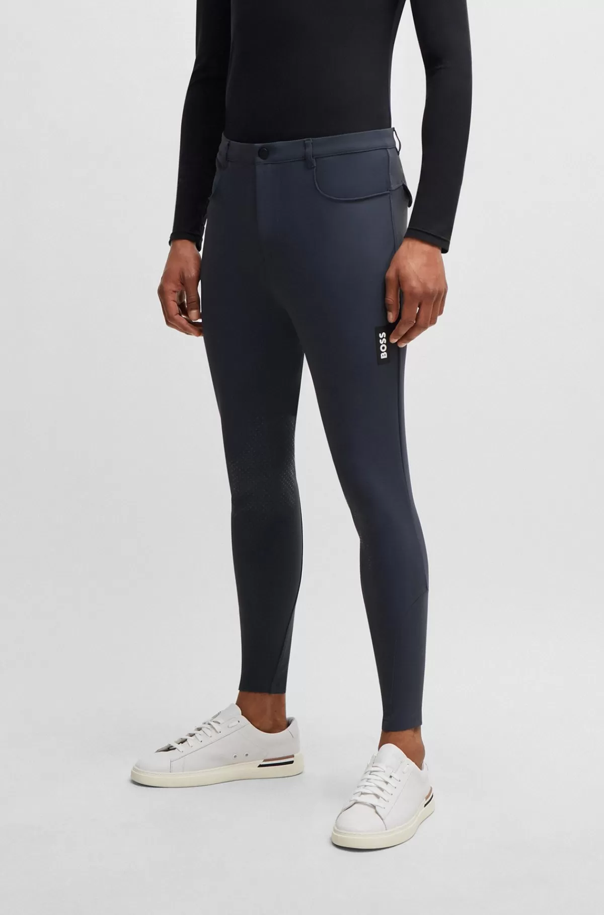 HUGO BOSS Ridebukser Med Knægrip Til Hestesport I Materiale Med Ekstra Stræk Grå New
