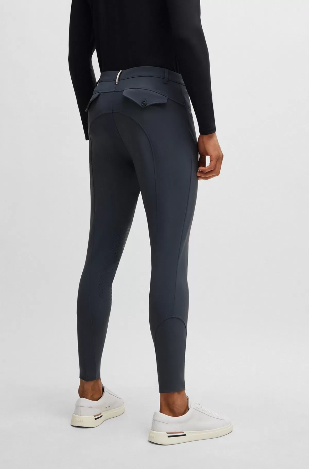 HUGO BOSS Ridebukser Med Knægrip Til Hestesport I Materiale Med Ekstra Stræk Grå New