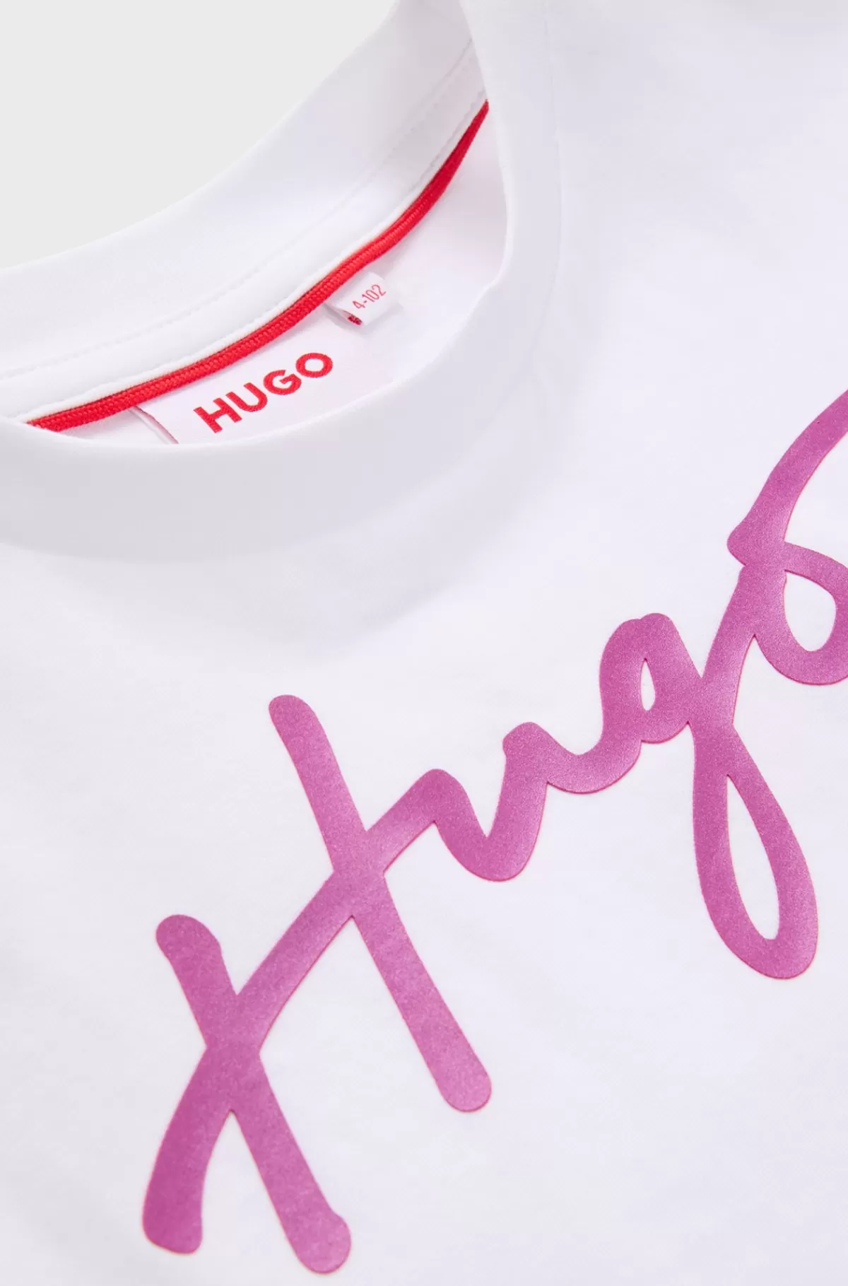 HUGO BOSS Ærmeløs T-shirt I Bomuld Til Børn Med Metallisk Logo I Håndskrevet Stil Hvid Hot