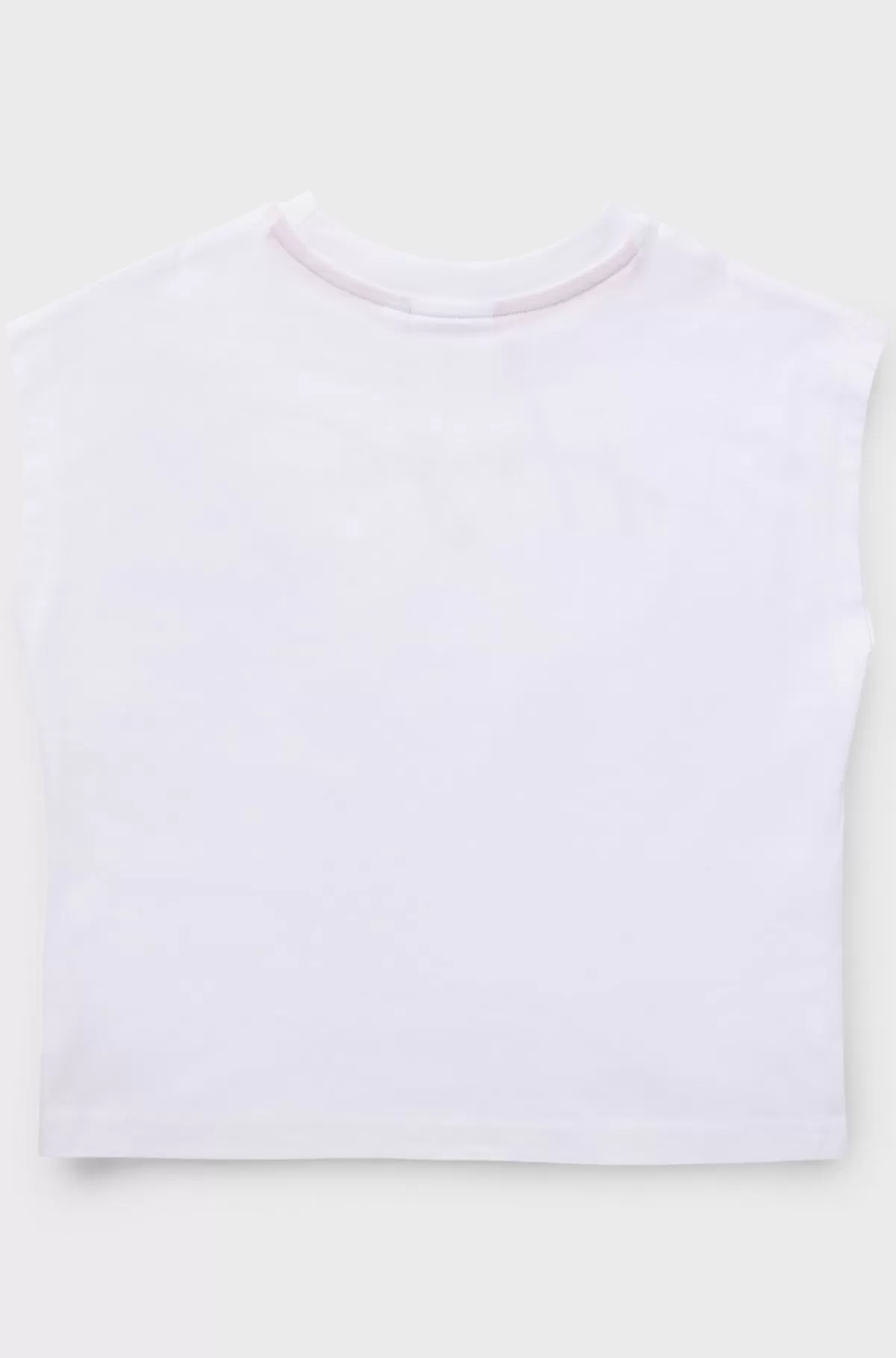HUGO BOSS Ærmeløs T-shirt I Bomuld Til Børn Med Metallisk Logo I Håndskrevet Stil Hvid Hot
