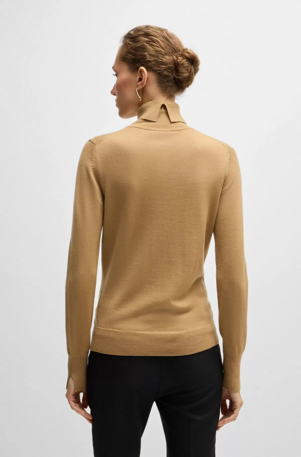 HUGO BOSS Rullekravesweater I Ny Uld Beige Hot