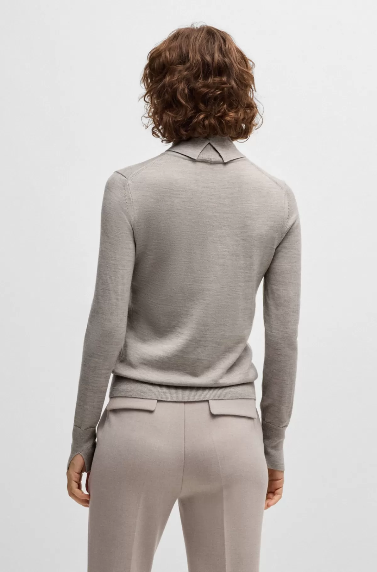 HUGO BOSS Rullekravesweater I Ny Uld Lysebrun Flash Sale