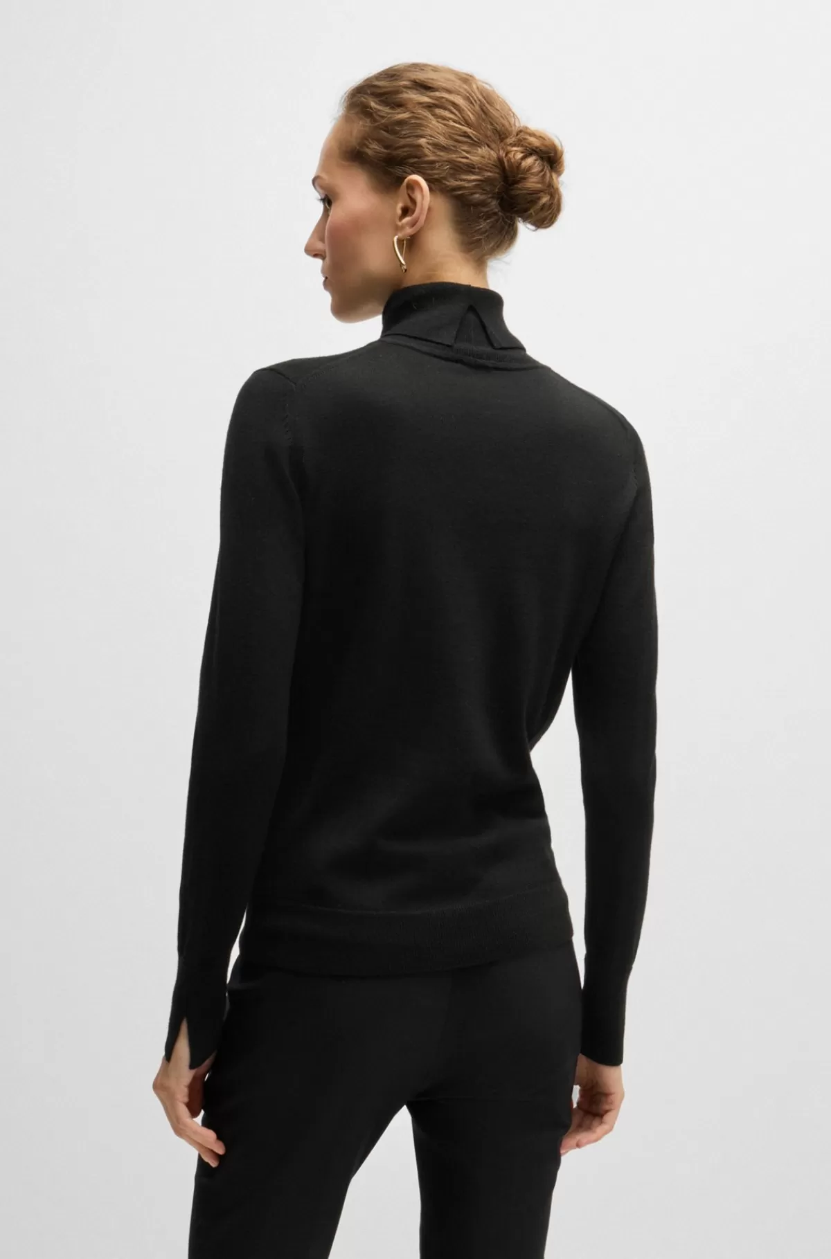 HUGO BOSS Rullekravesweater I Ny Uld Sort Online