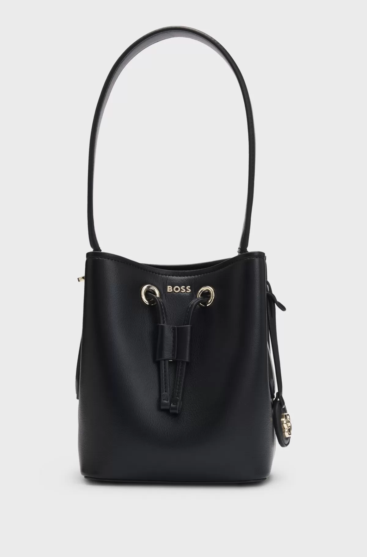 HUGO BOSS Rund Mini-bucket Bag I Imiteret Læder Med Dobbelt B-monogram Sort Store