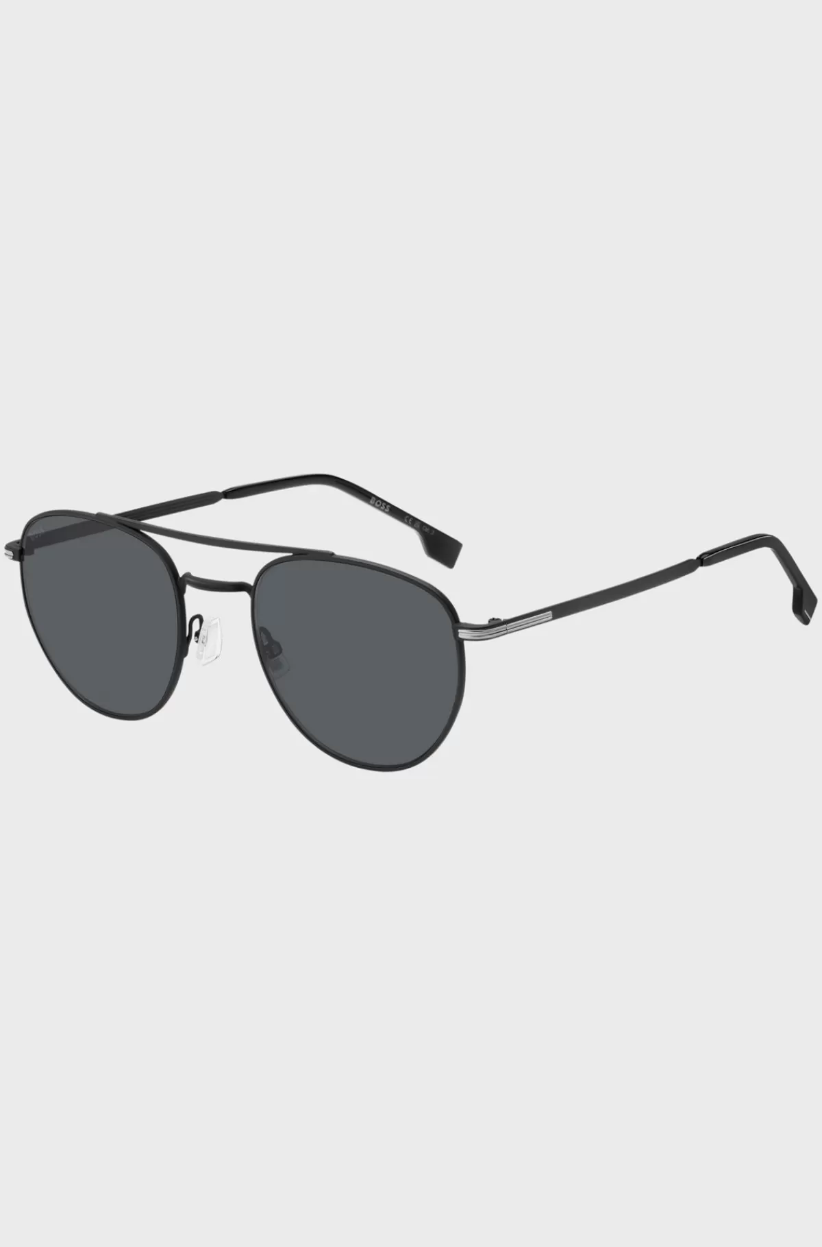 HUGO BOSS Runde Solbriller I Acetat Med Dobbelt Bro Sort Cheap