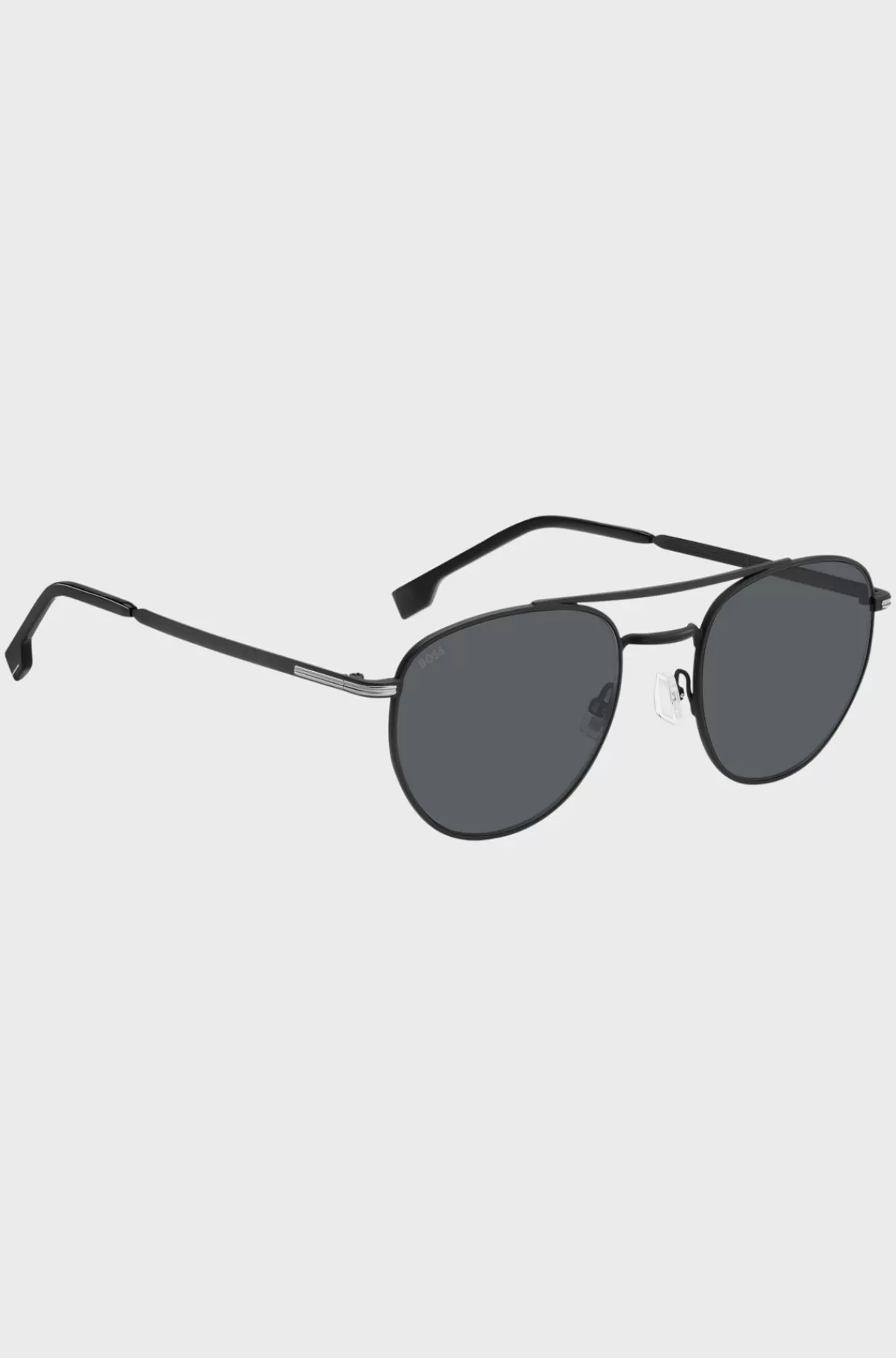 HUGO BOSS Runde Solbriller I Acetat Med Dobbelt Bro Sort Cheap