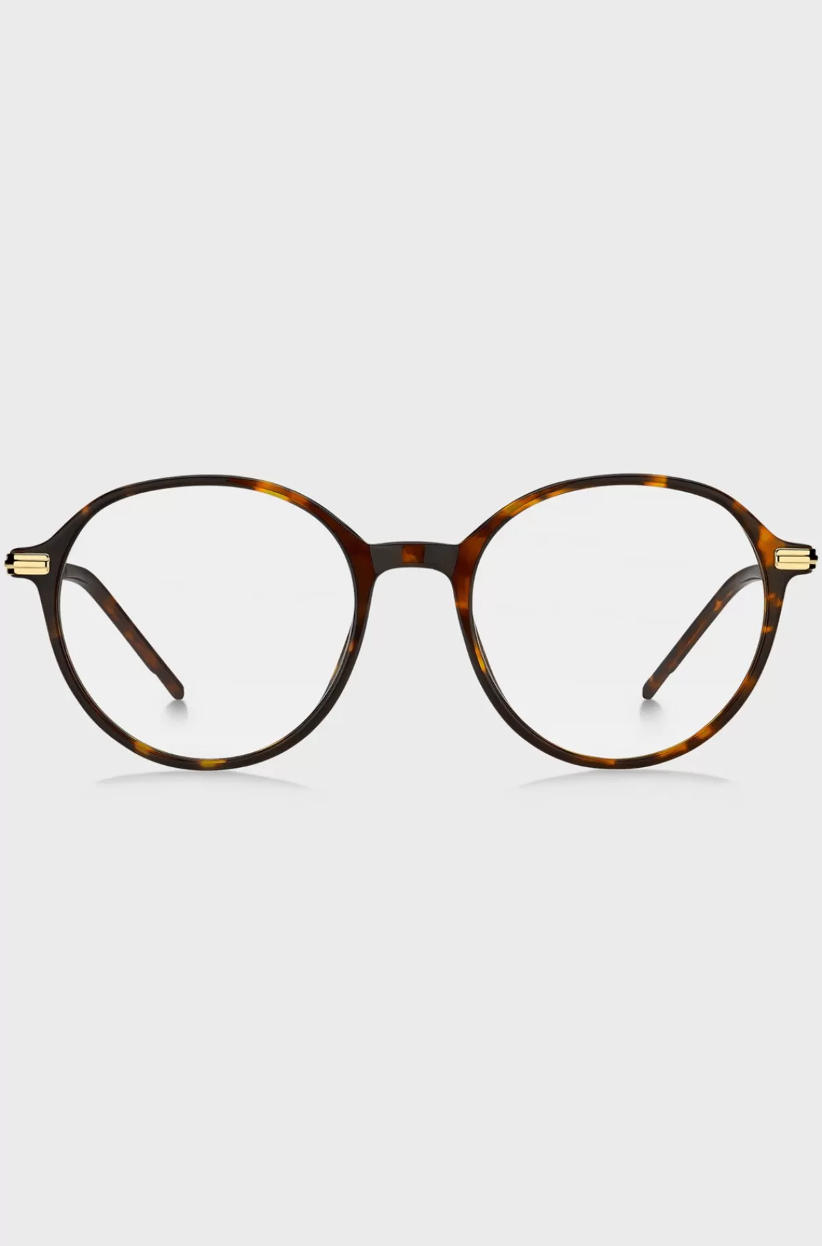 HUGO BOSS Rundt Stel Til Briller Med Styrke I Havana-acetat Med Guldfarvede Stænger Brun Clearance