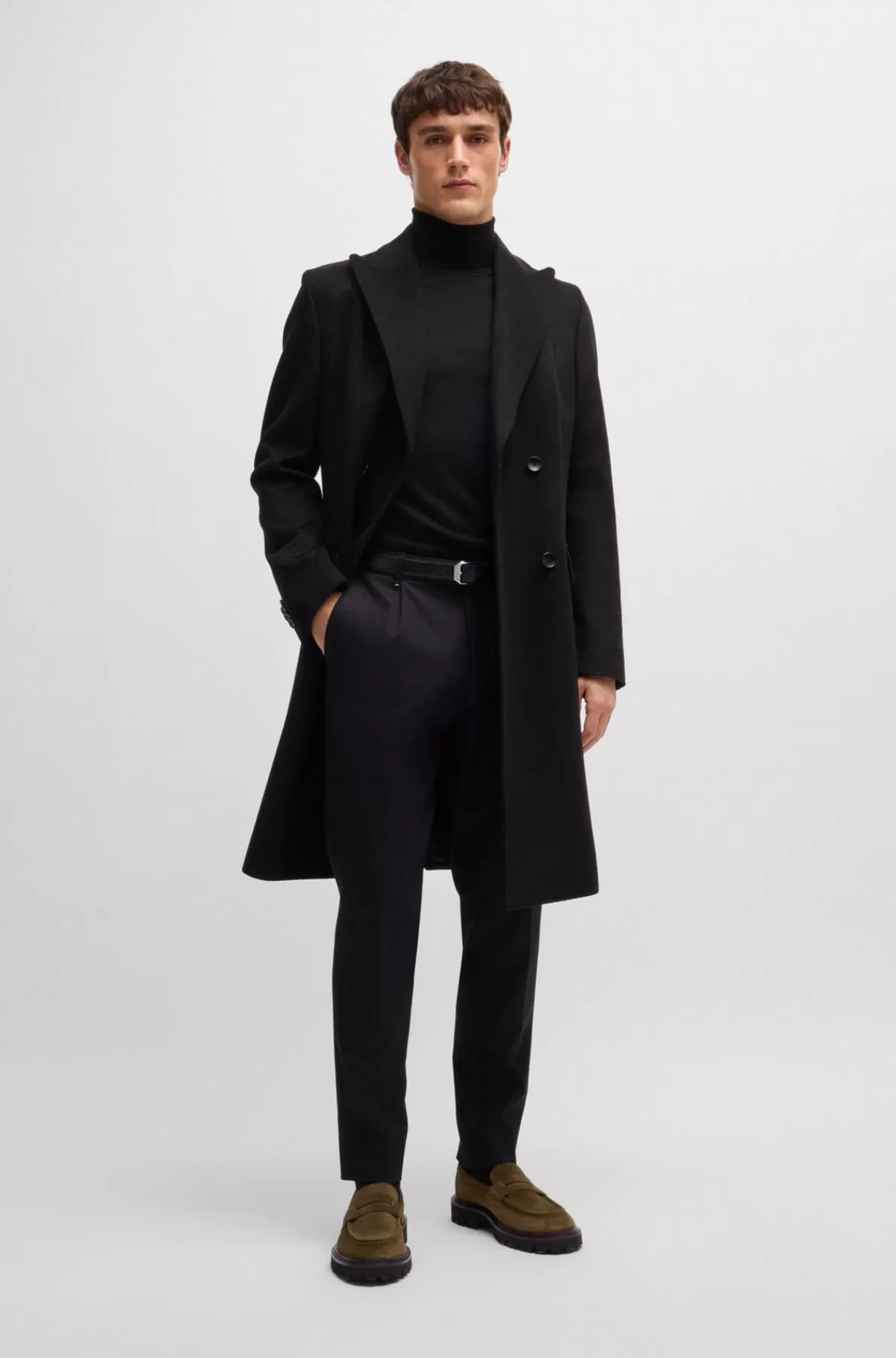 HUGO BOSS Ruskindsloafers Med Pennydetalje Mørkegrøn Clearance
