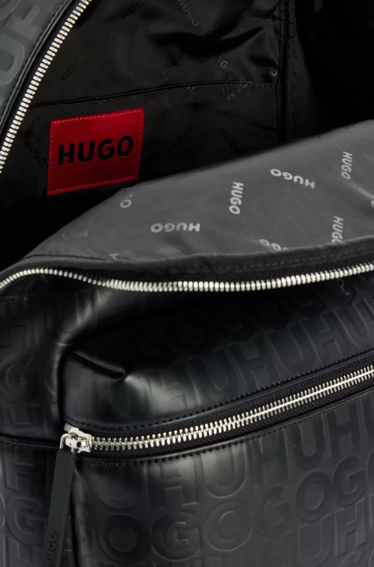 HUGO BOSS Rygsæk I Imiteret Læder Med Gentaget Logografik Sort Hot