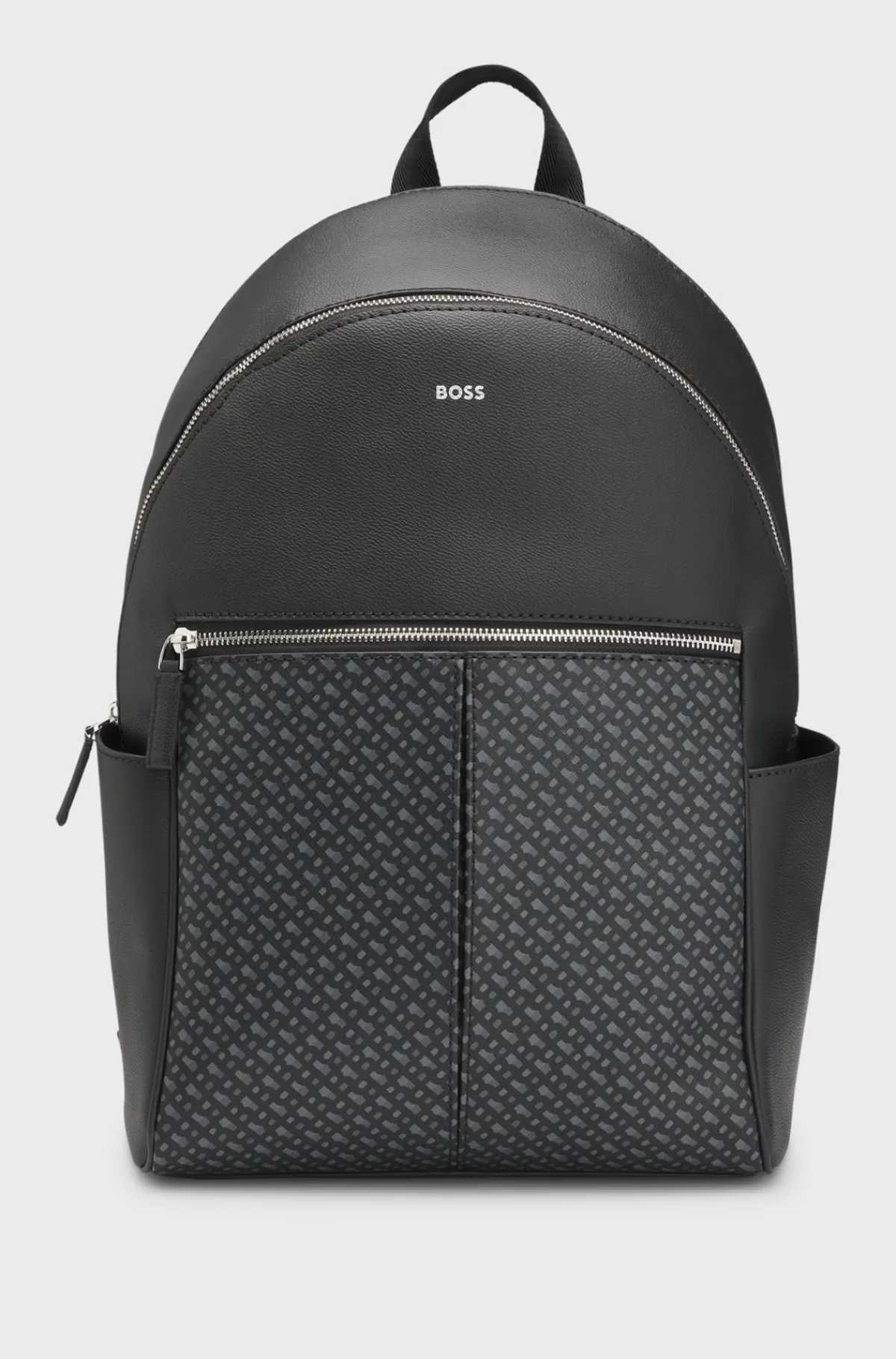 HUGO BOSS Rygsæk I Imiteret Læder Med Monogramprint På Forlommen Sort Discount