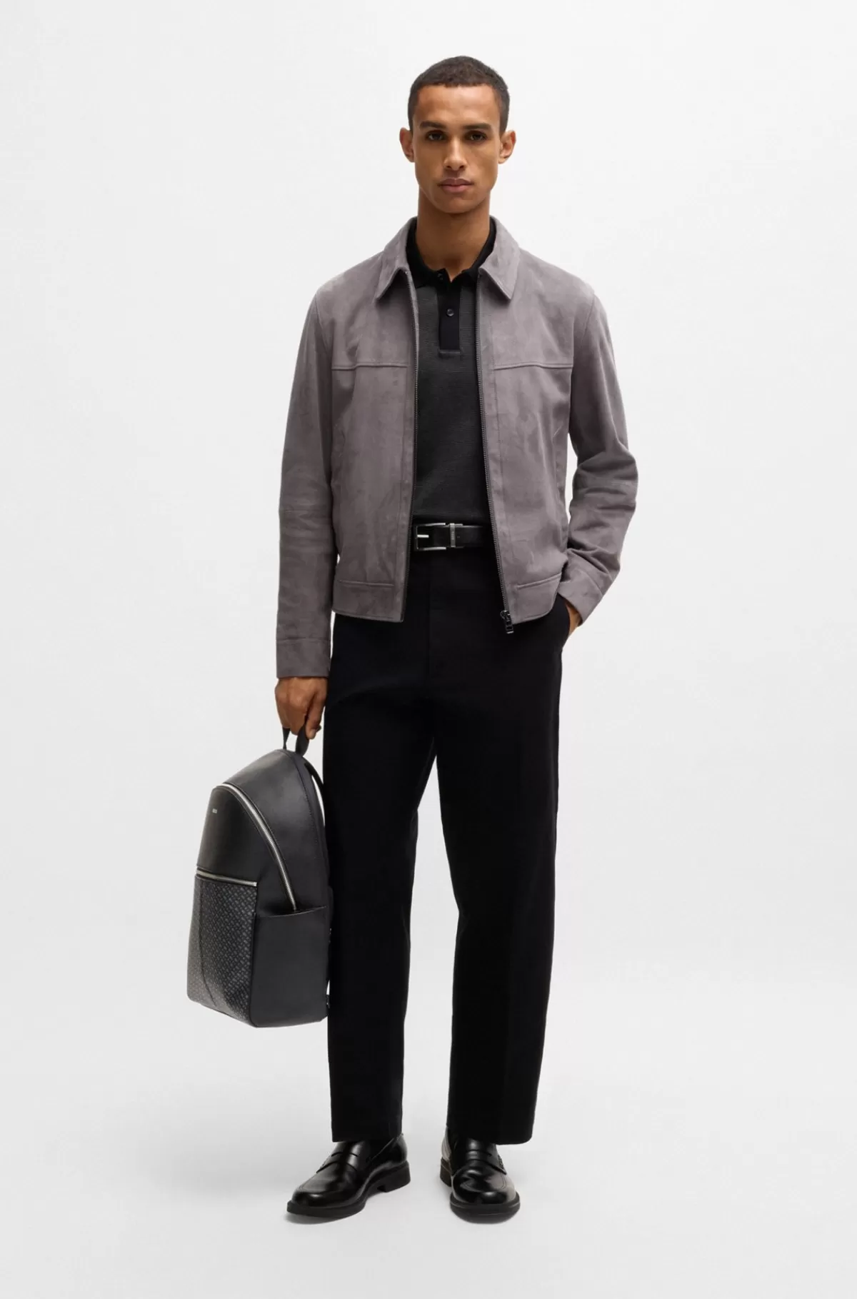 HUGO BOSS Rygsæk I Imiteret Læder Med Monogramprint På Forlommen Sort Discount