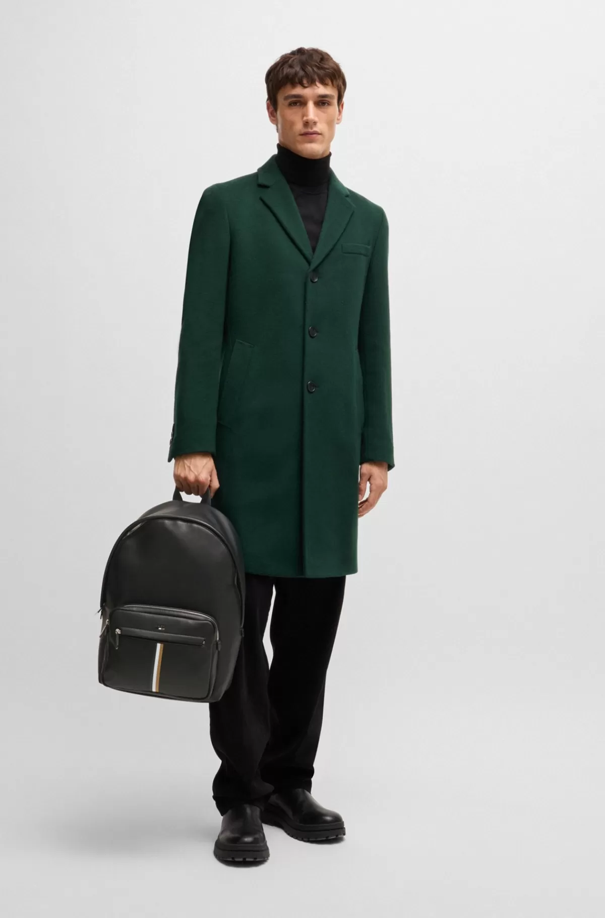 HUGO BOSS Rygsæk I Imiteret Læder Med Signaturstribe Sort Best