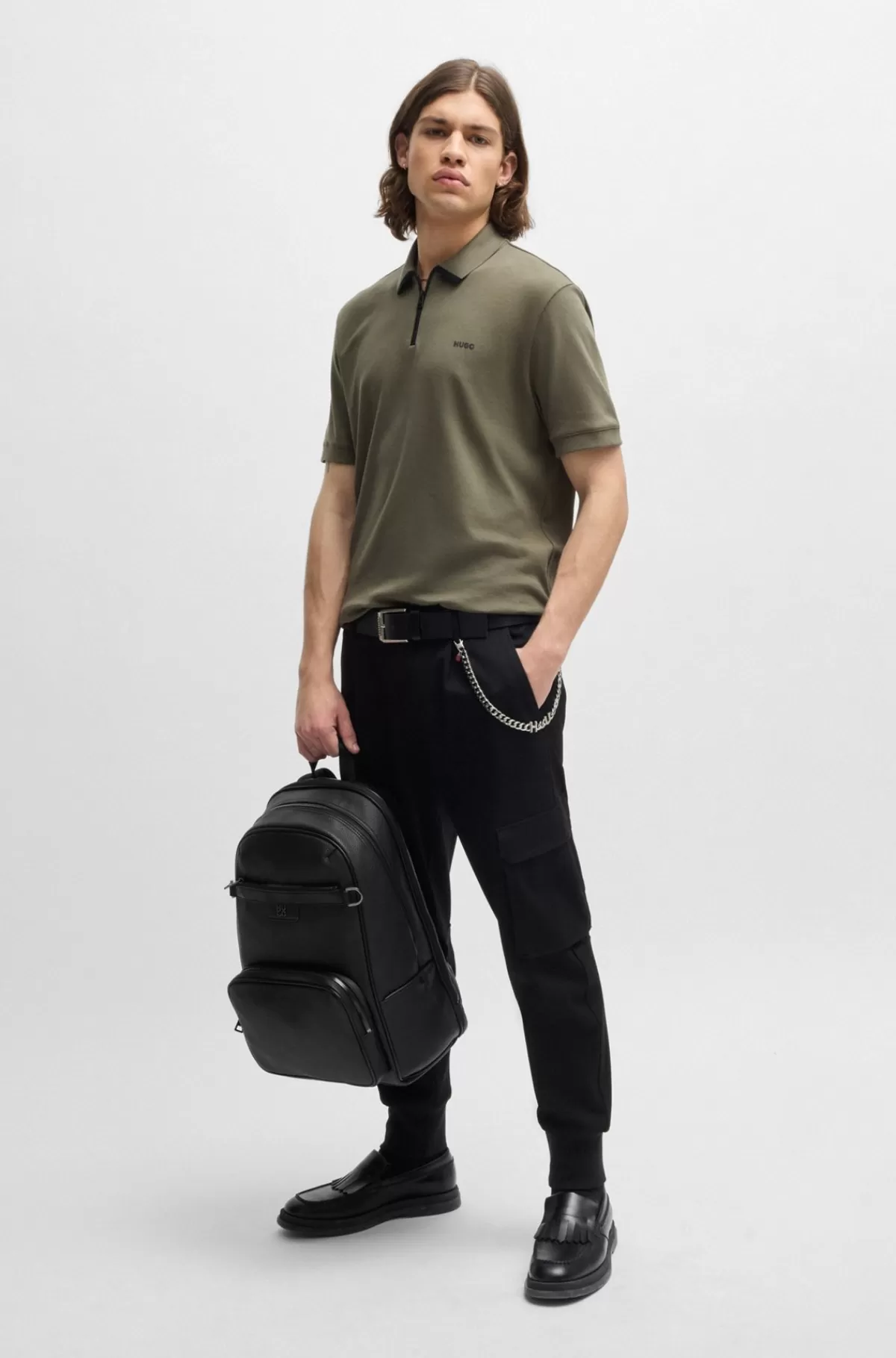 HUGO BOSS Rygsæk I Imiteret Narvlæder Med Stablet Logo Sort Discount