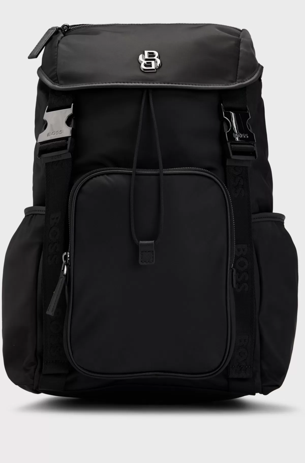 HUGO BOSS Rygsæk I Mat Twill Med Dobbeltmonogram Og Fuld Foring Sort Online