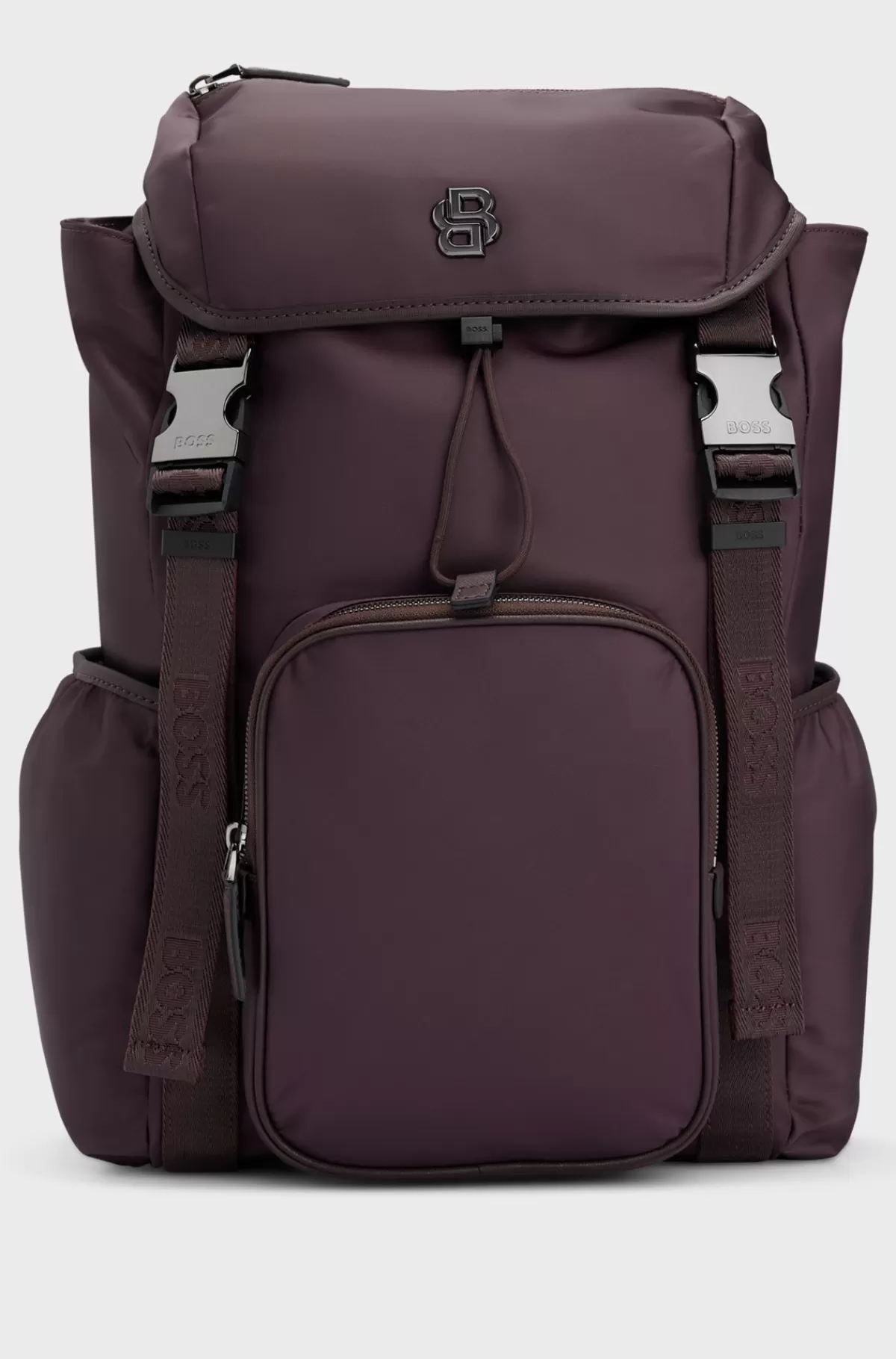 HUGO BOSS Rygsæk I Mat Twill Med Dobbeltmonogram Og Fuld Foring Mørkerød Best Sale