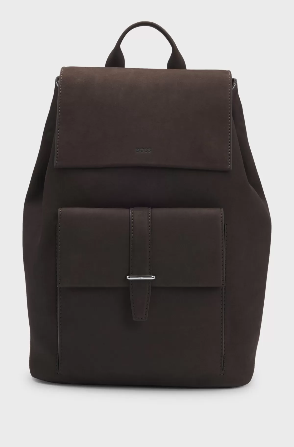 HUGO BOSS Rygsæk I Nubuck Med Træksnor Og Brandede Kanter Mørkebrun Hot