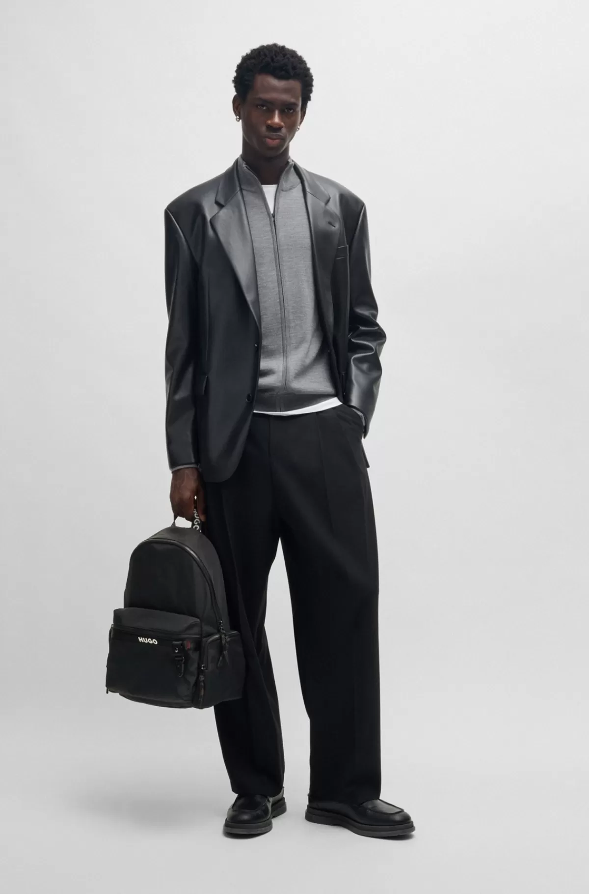 HUGO BOSS Rygsæk Med Flere Lommer Og Logo Kontrastfarve Sort New