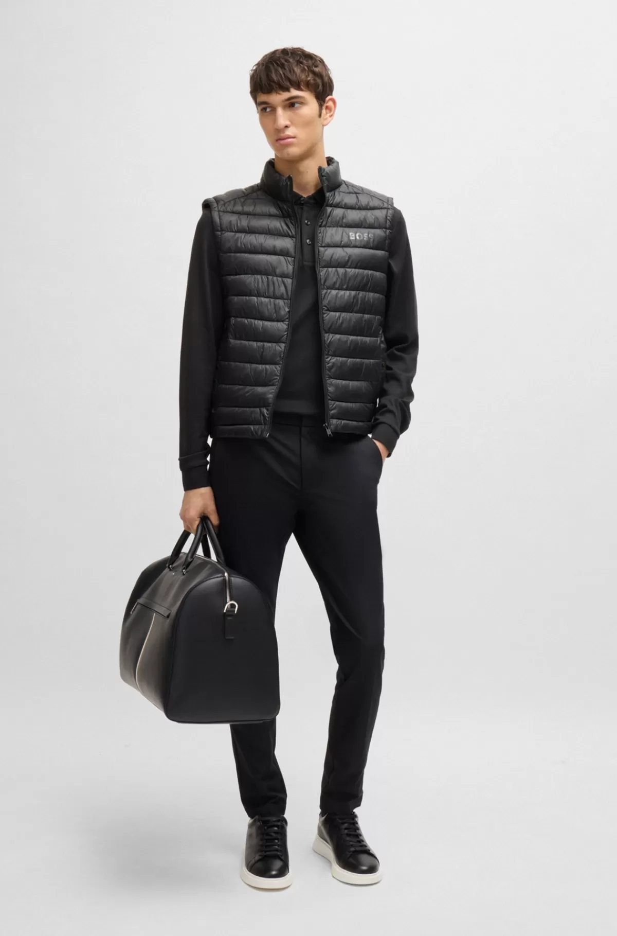 HUGO BOSS Sammenpakkelig Vest Med Tonalt Logo Sort Cheap