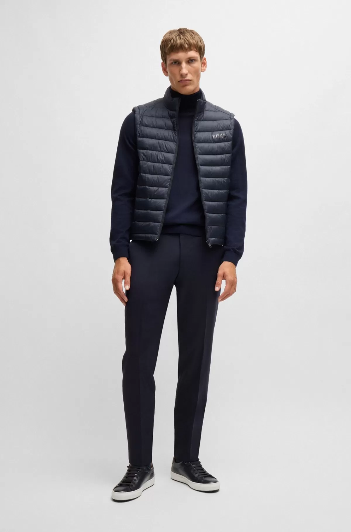 HUGO BOSS Sammenpakkelig Vest Med Tonalt Logo Mørkeblå Shop