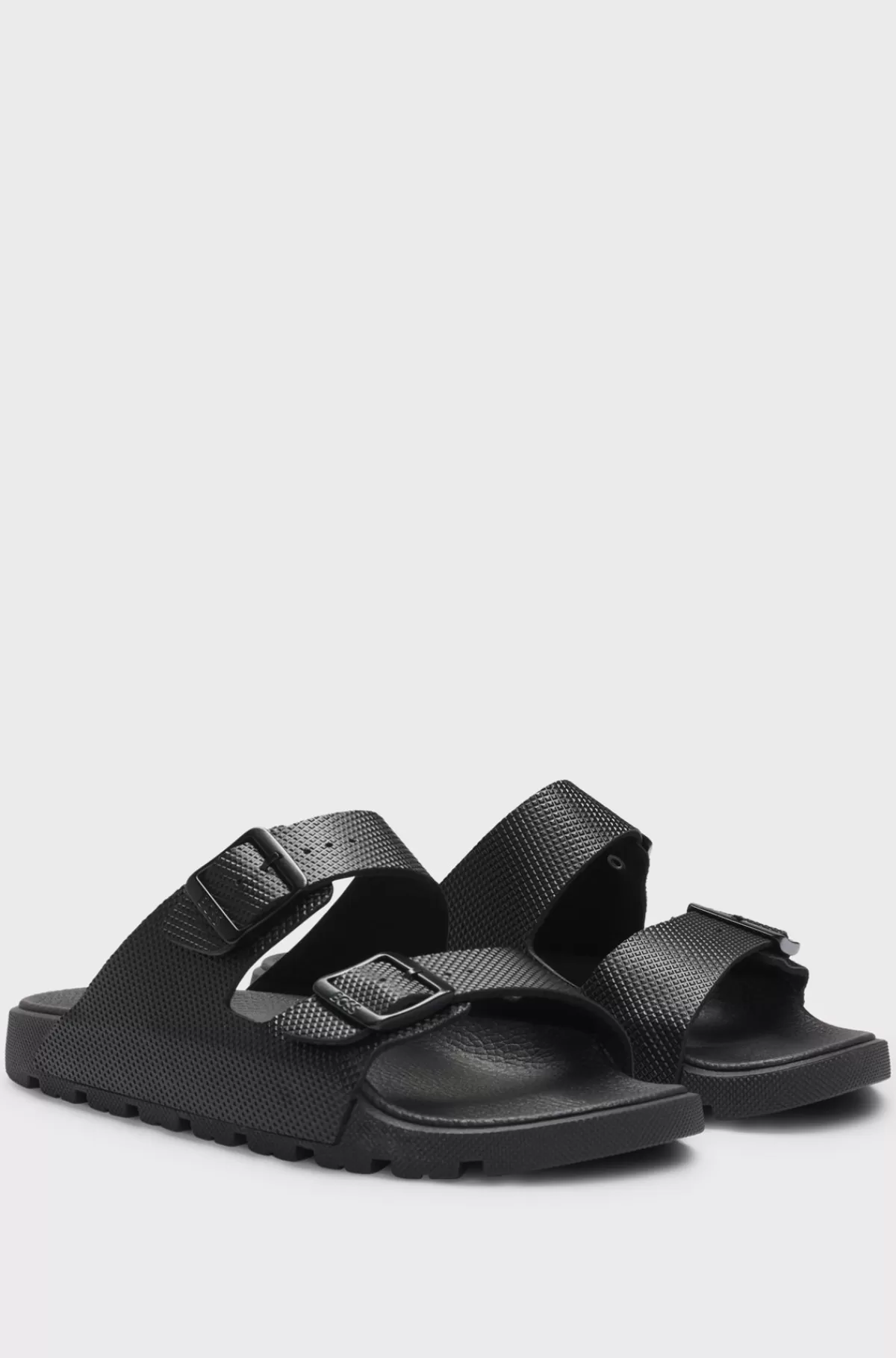 HUGO BOSS Sandaler Med To Stropper Med Struktureret Overdel Sort Shop