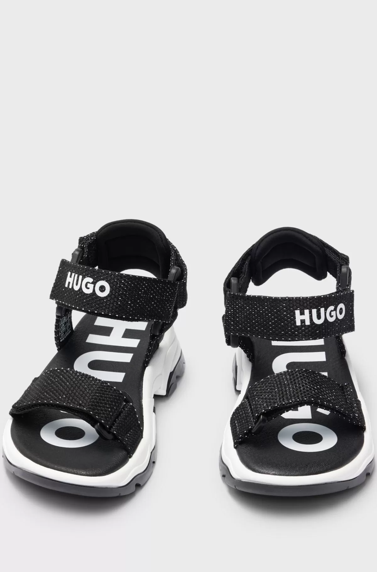 HUGO BOSS Sandaler Til Børn I To Toner Med Brandet Rem Sort Outlet