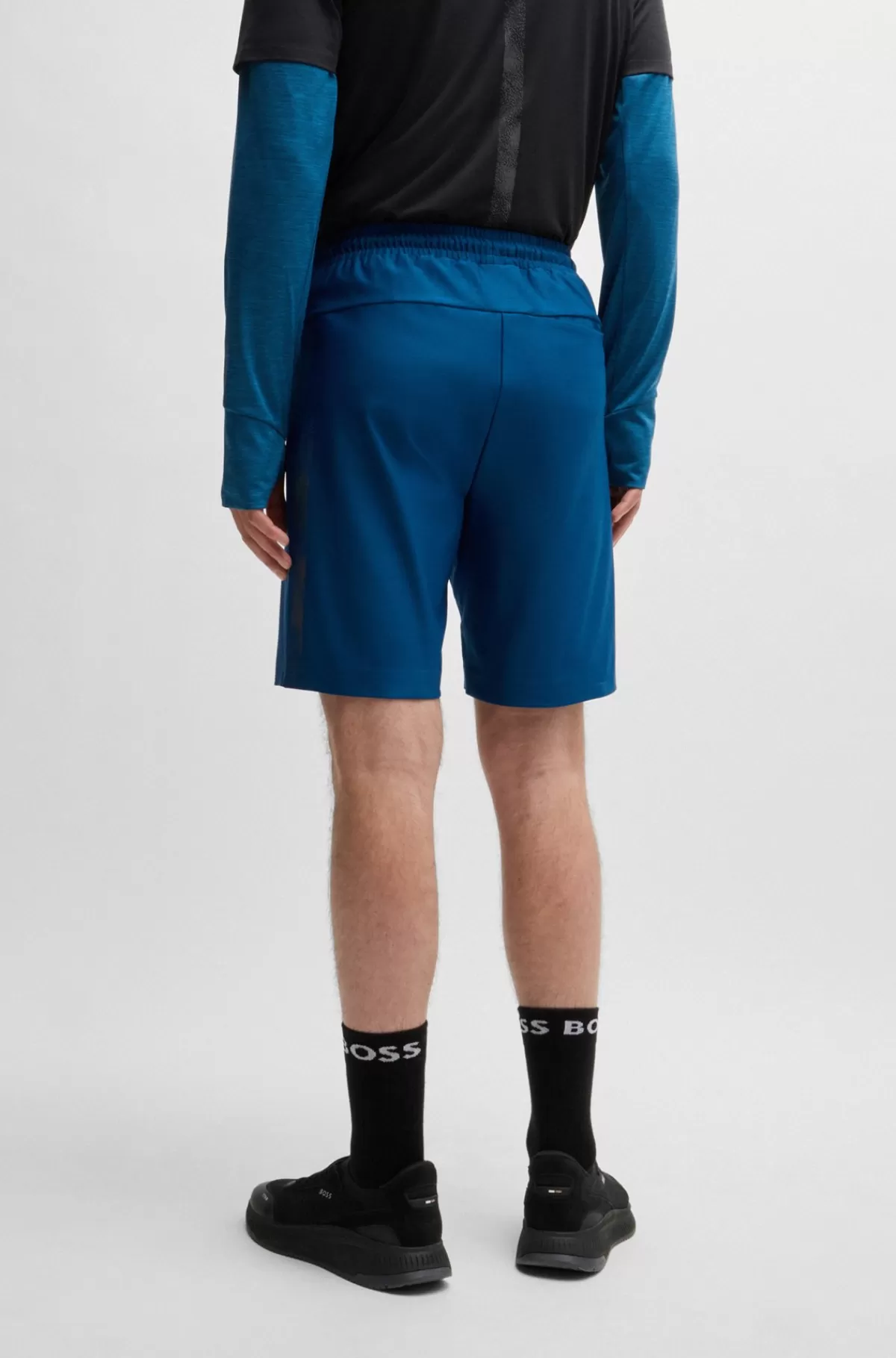HUGO BOSS Short Med Aktivt Stræk Og Dekorative Reflekterende Detaljer Blå Shop