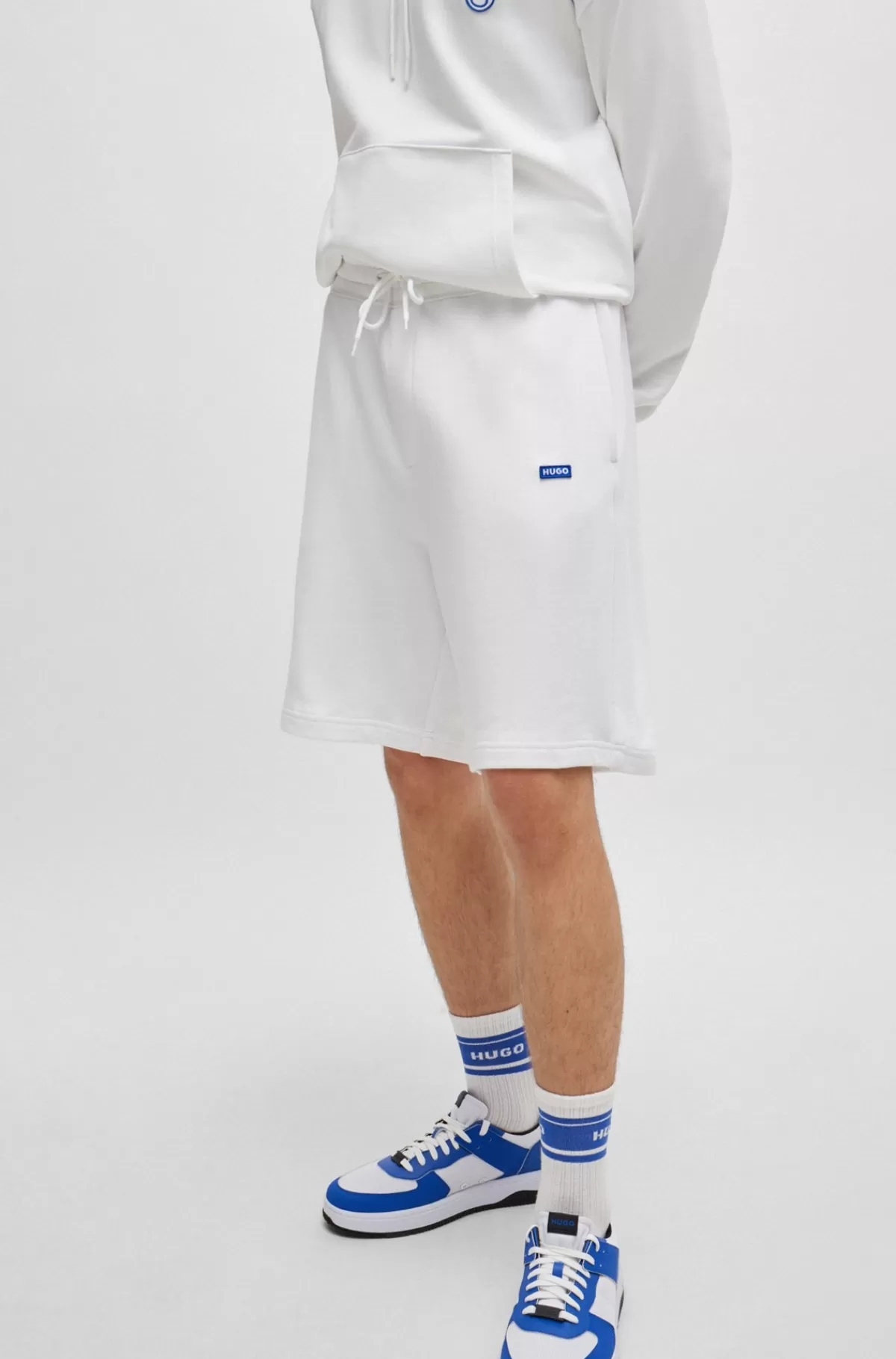 HUGO BOSS Shorts Af Bomuldsfrotté Med Blåt Logomærke Hvid Flash Sale