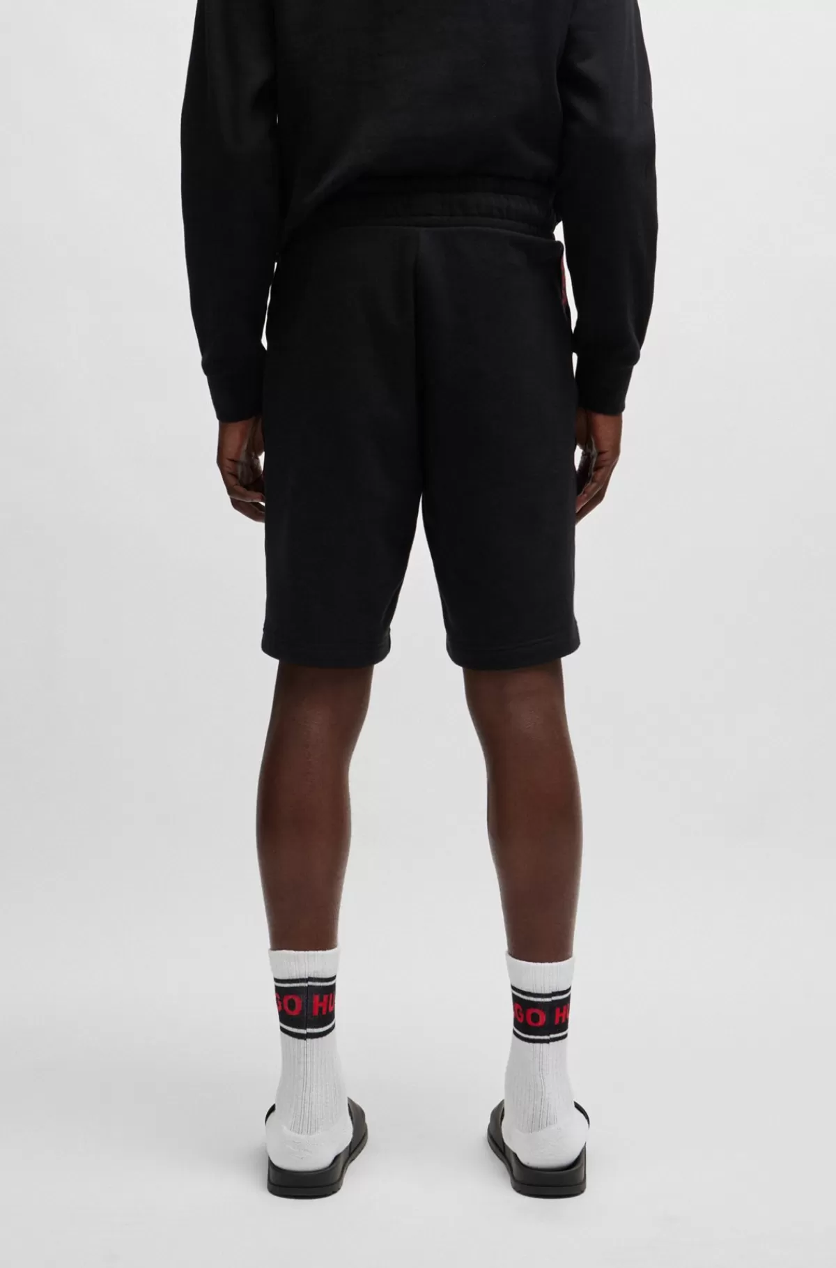 HUGO BOSS Shorts Af Bomuldsfrotté Med Broderede Logoer Og Snor I Linningen Sort Flash Sale