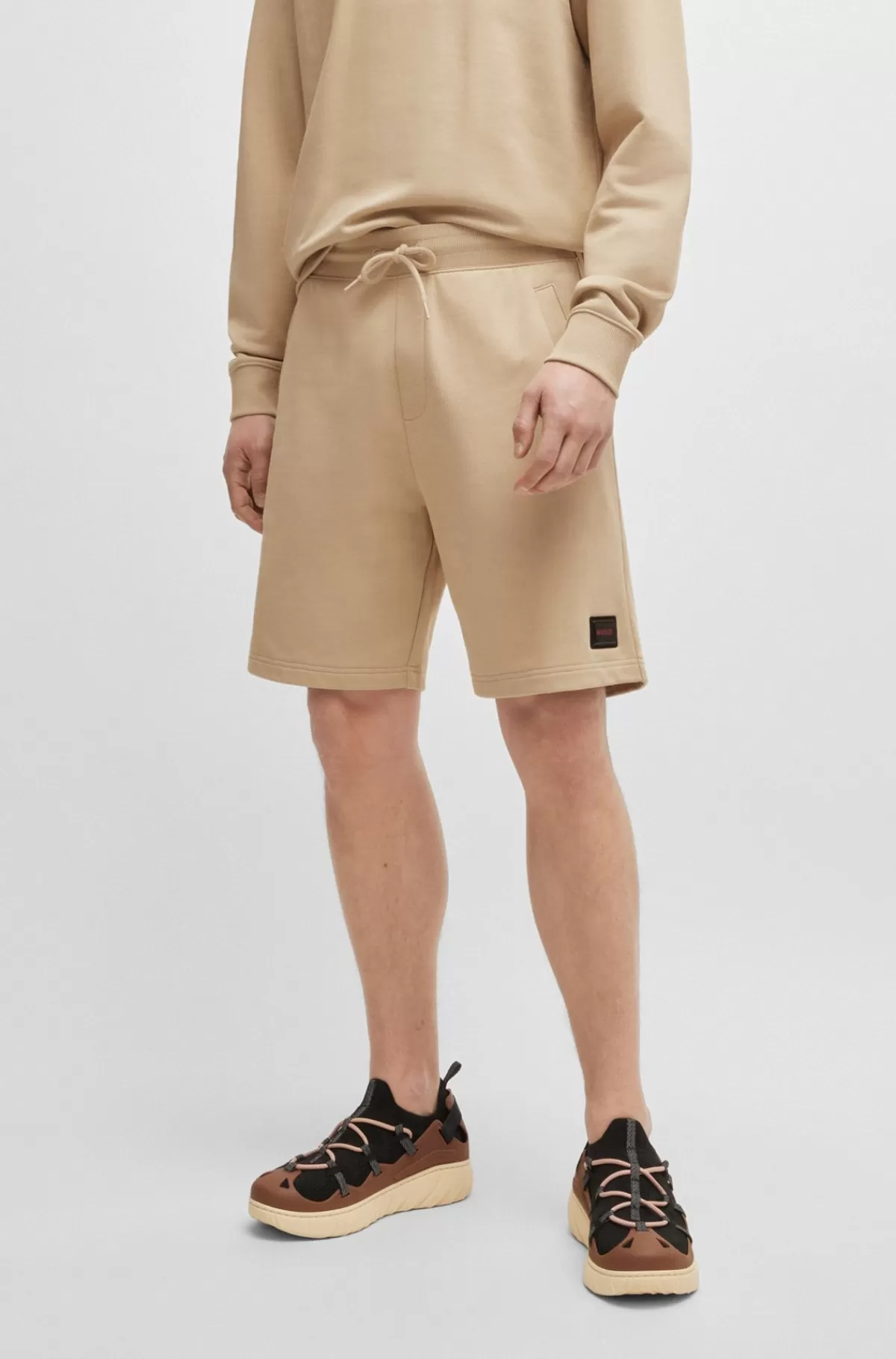 HUGO BOSS Shorts Af Sweatkvalitet Af Bomuld Med Relaxed Fit Og Logo Beige Hot