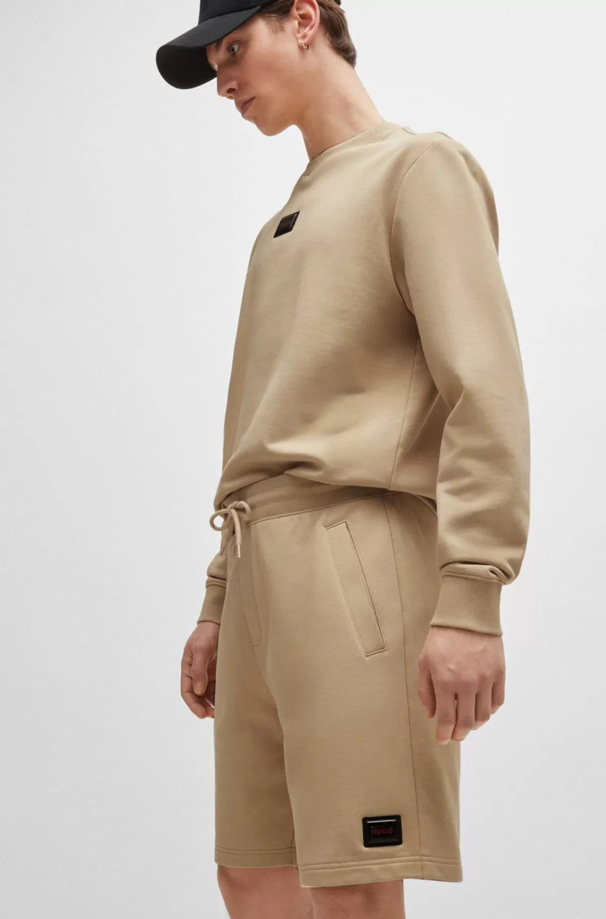 HUGO BOSS Shorts Af Sweatkvalitet Af Bomuld Med Relaxed Fit Og Logo Beige Hot