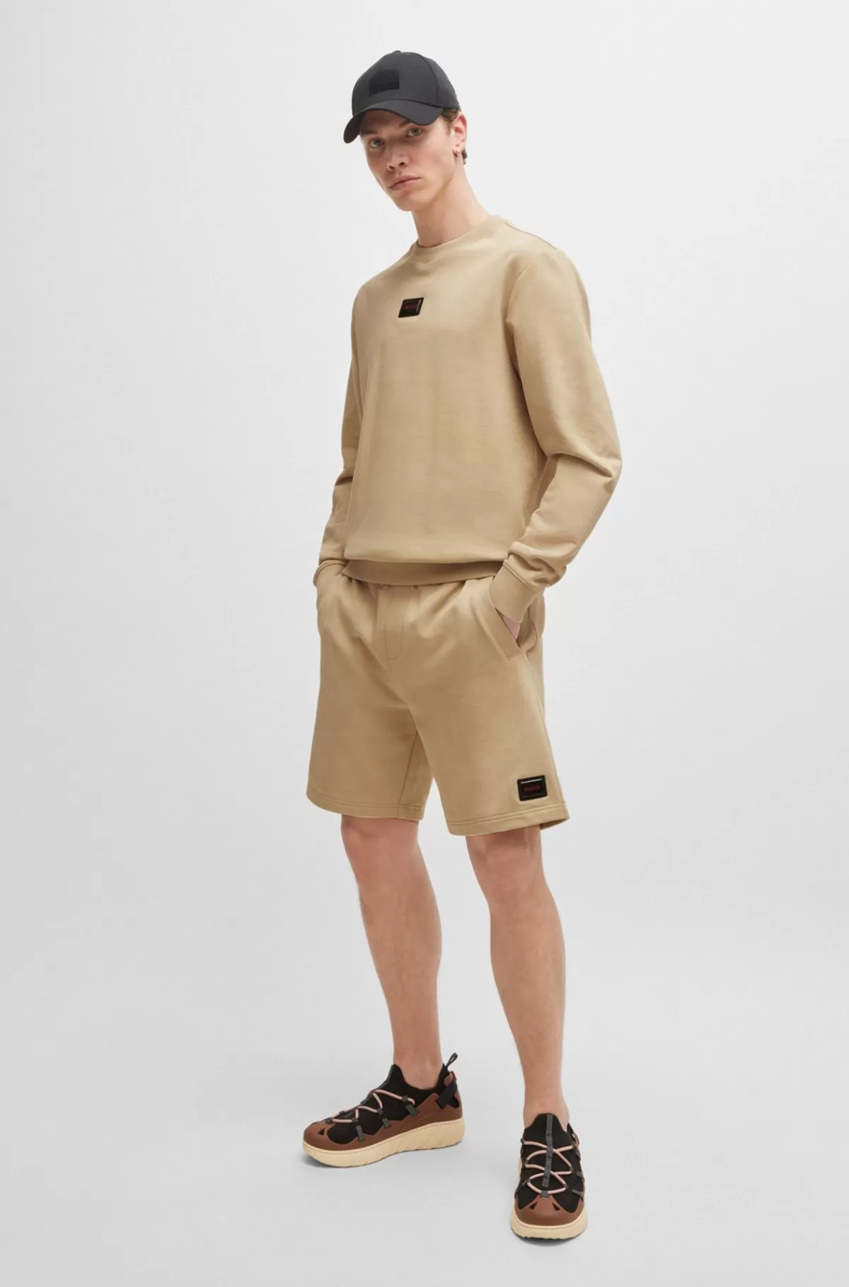 HUGO BOSS Shorts Af Sweatkvalitet Af Bomuld Med Relaxed Fit Og Logo Beige Hot