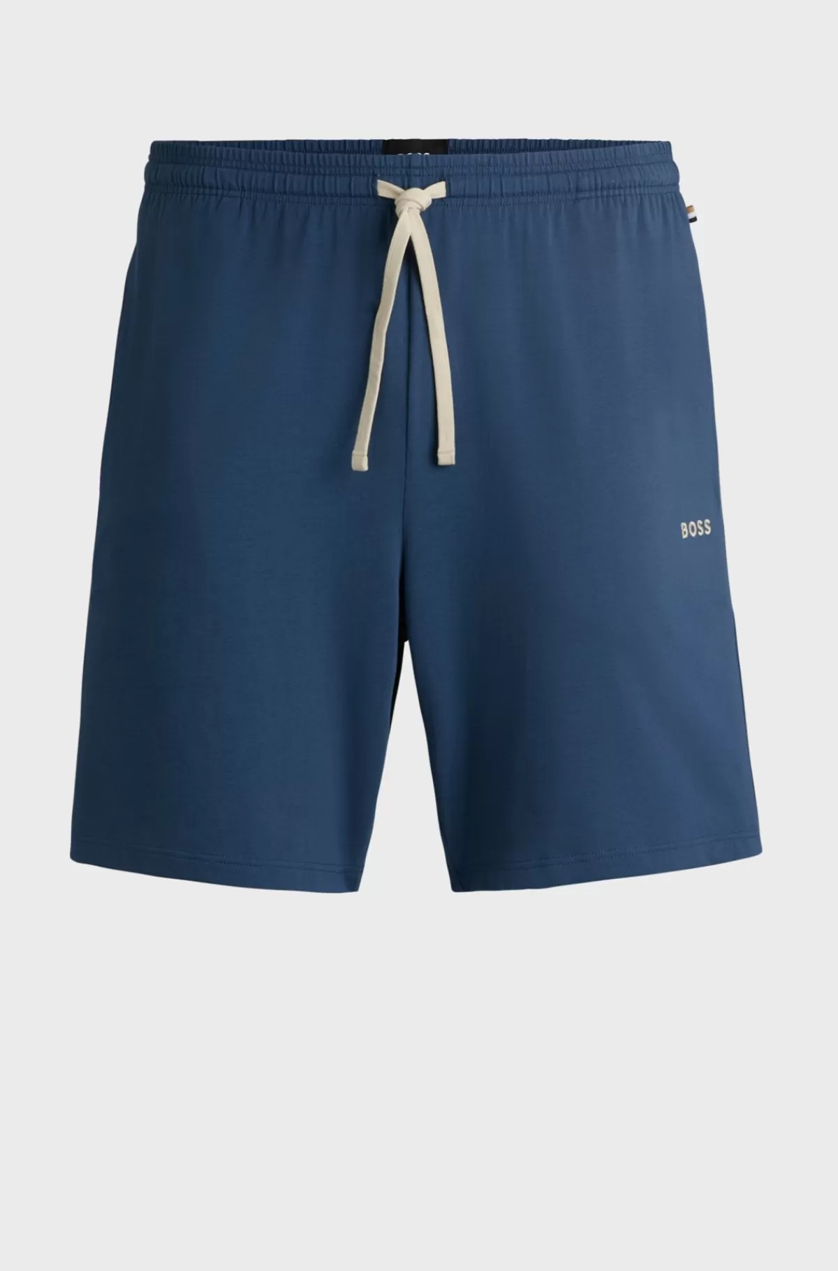 HUGO BOSS Shorts I Bomuld Med Stræk Og Broderet Logo Blå Flash Sale