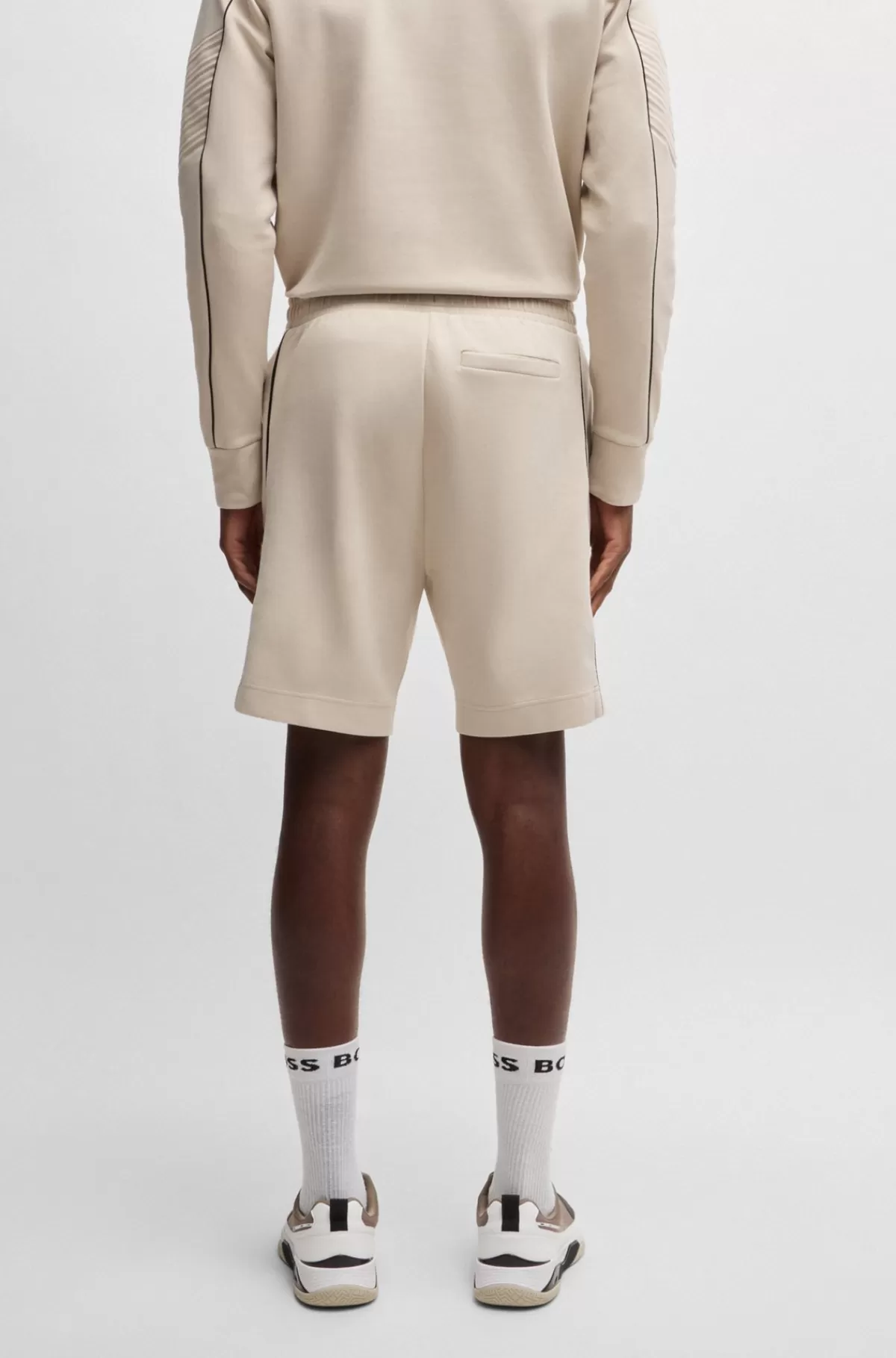 HUGO BOSS Shorts I Bomuld Med Stræk Og En Præget Grafik Naturlig Cheap