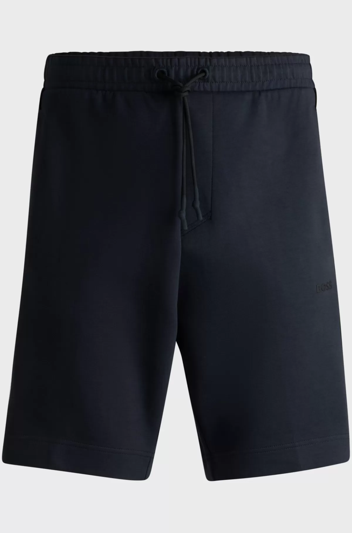 HUGO BOSS Shorts I Bomuld Med Stræk Og En Præget Grafik Mørkeblå Outlet