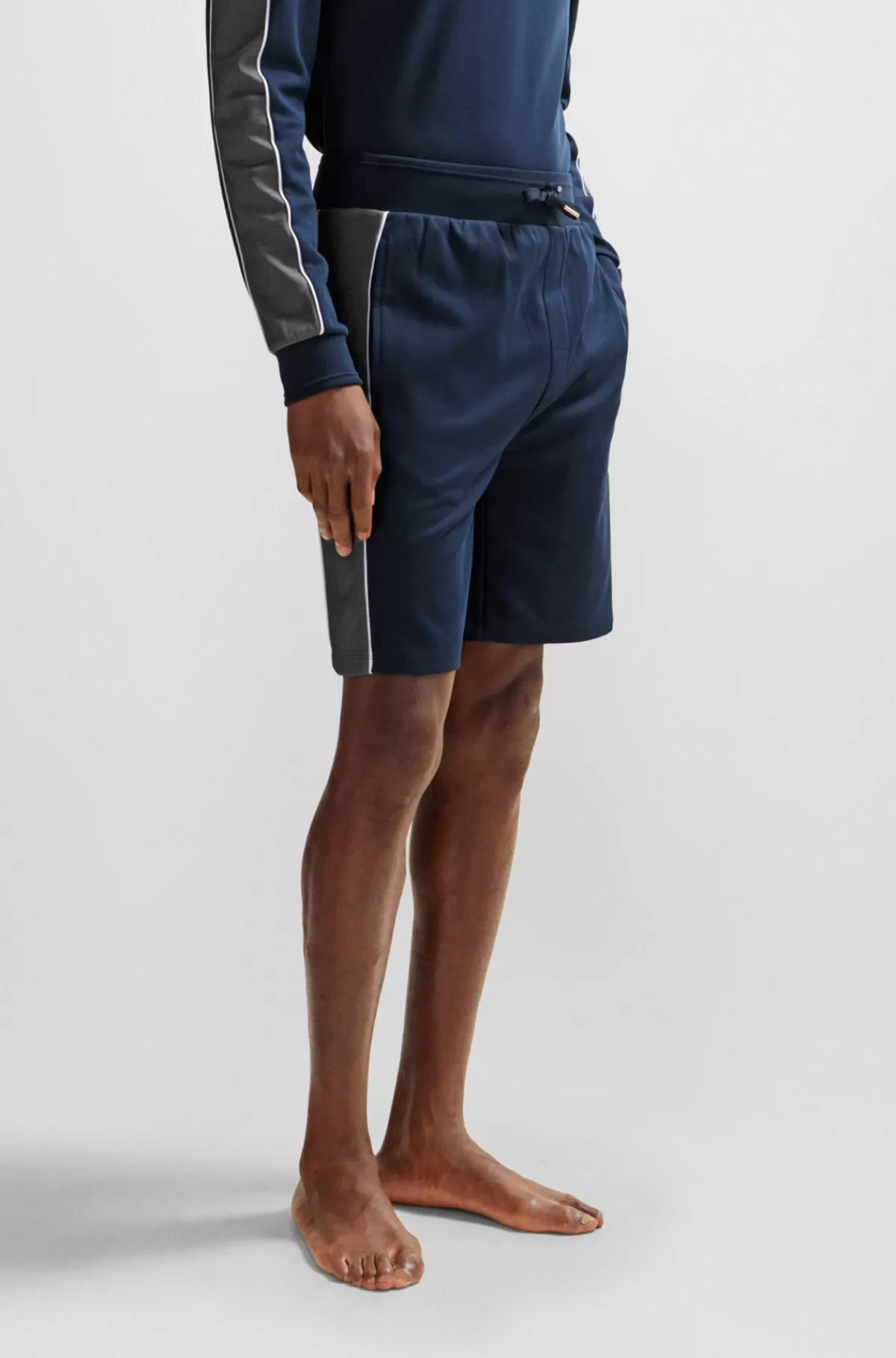 HUGO BOSS Shorts I Bomuldsblanding Med Broderet Logo Mørkeblå Outlet