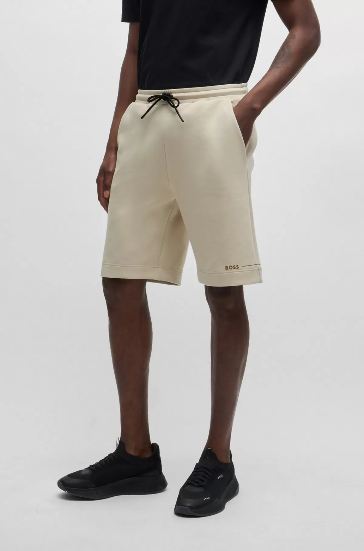 HUGO BOSS Shorts I Bomuldsblanding Med Printet Grafik Lys beige Flash Sale