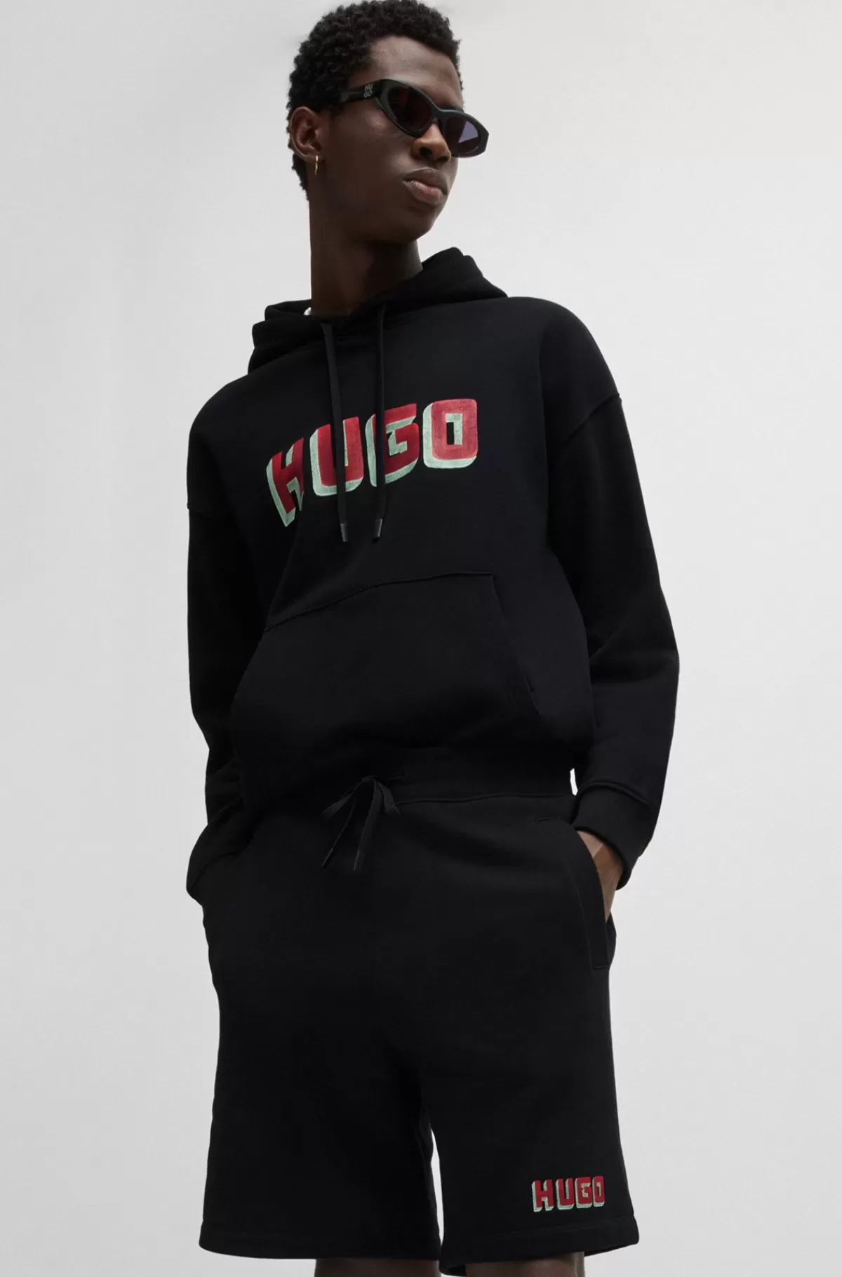 HUGO BOSS Shorts I Bomuldsfrotté Med Relaxed Fit Og Logodetalje Sort Outlet